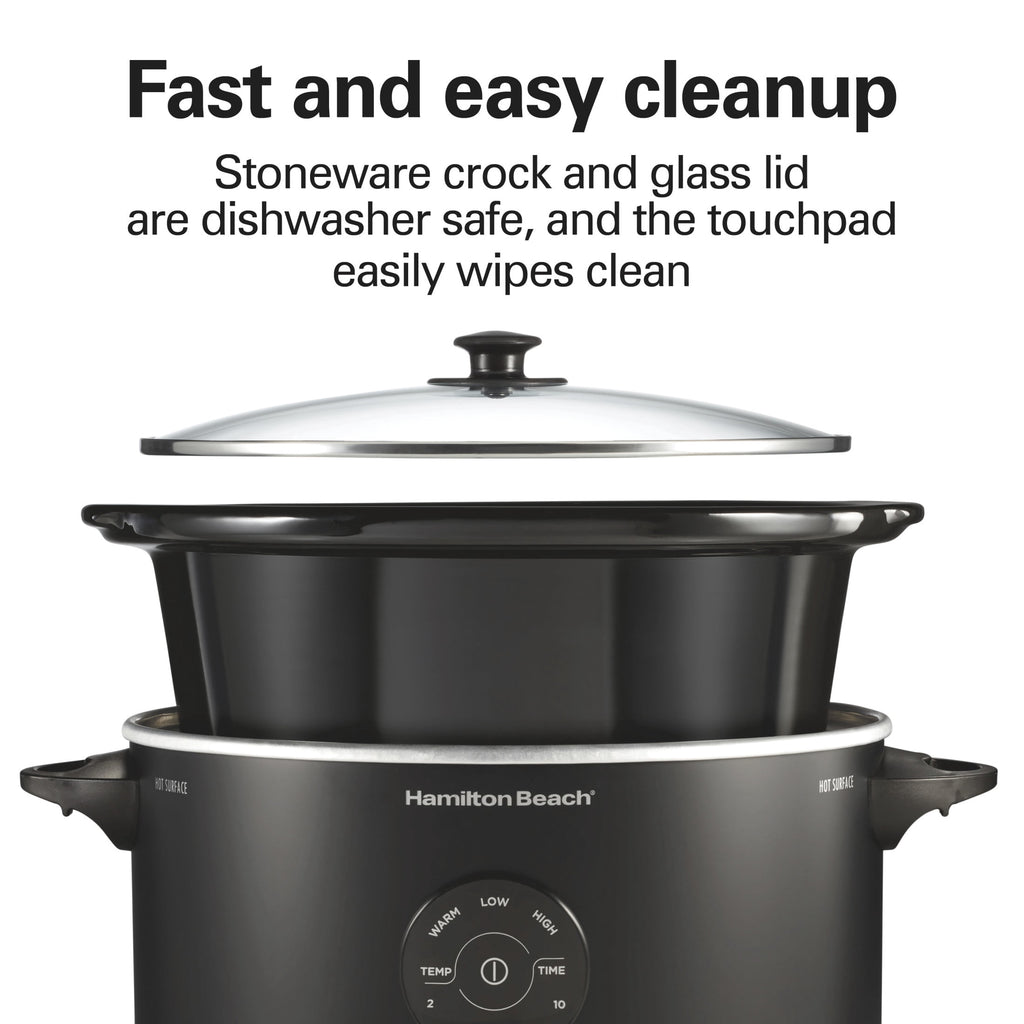 Hamilton Beach 6 Qt Programmable Slow Cooker - Stoneware Crock with Removable Pot, Matte Black