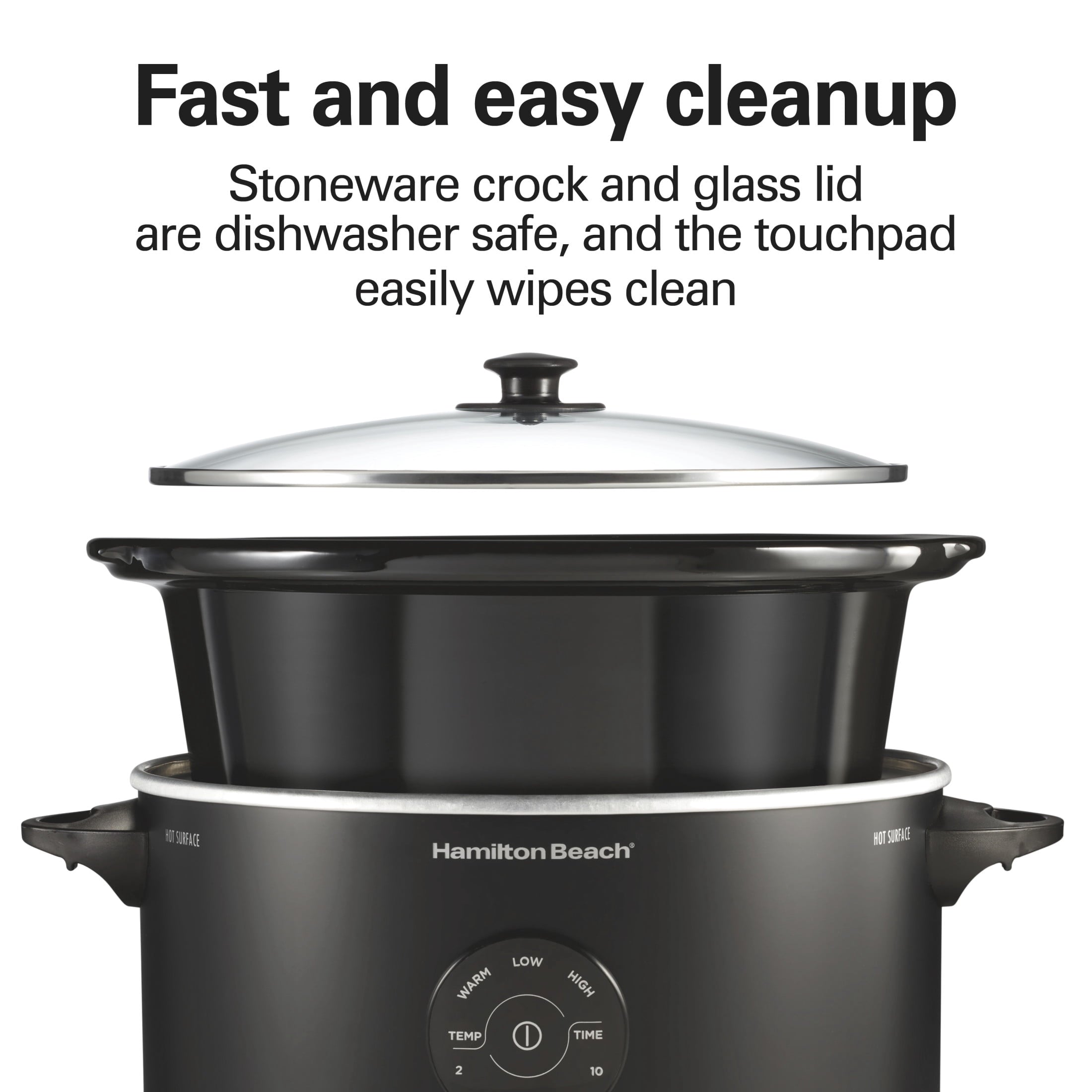 Hamilton Beach 6 Qt Programmable Slow Cooker - Stoneware Crock with Removable Pot, Matte Black