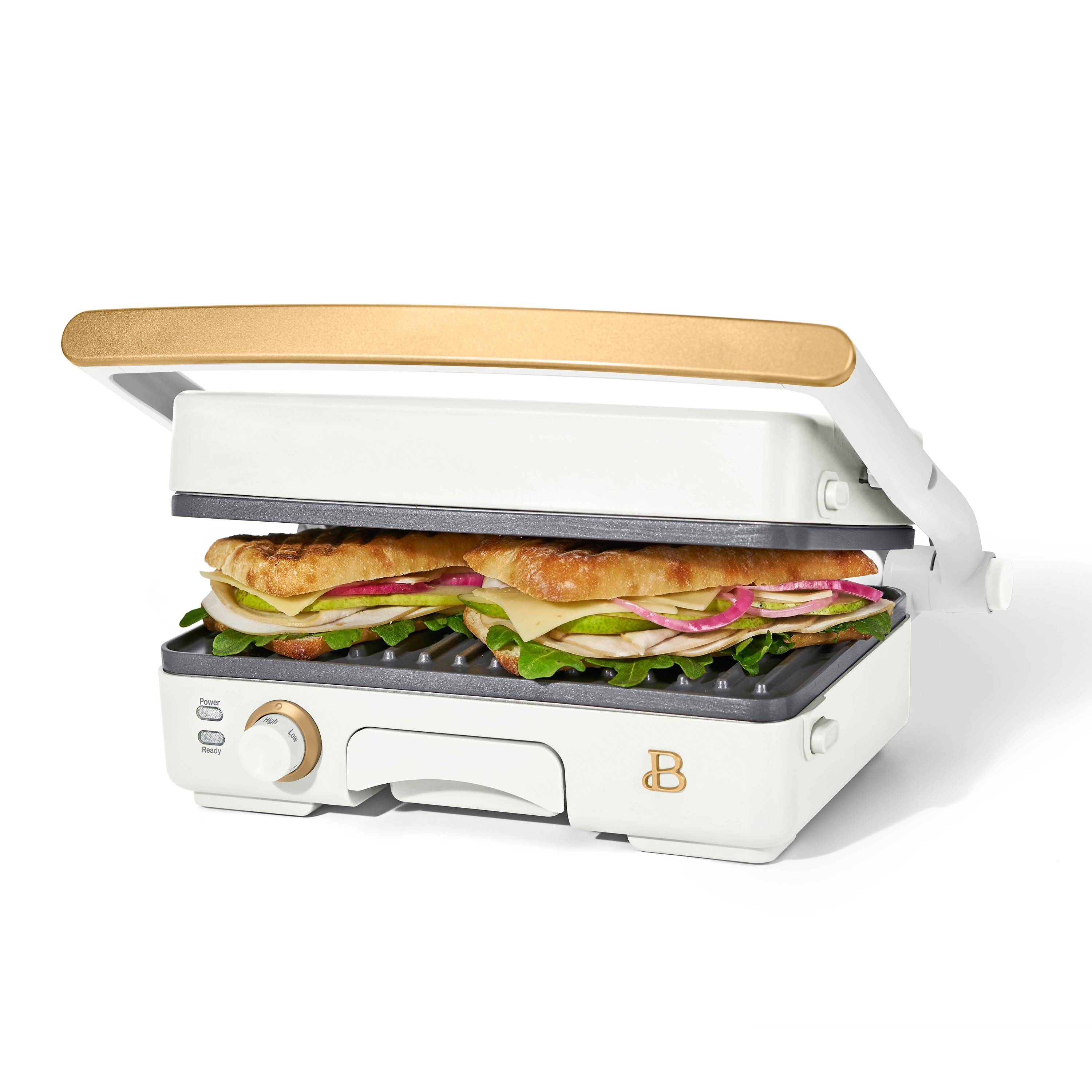 Beautiful 2-in-1 Panini Press & Grill with Detachable Plates - White Icing by Drew Barrymore