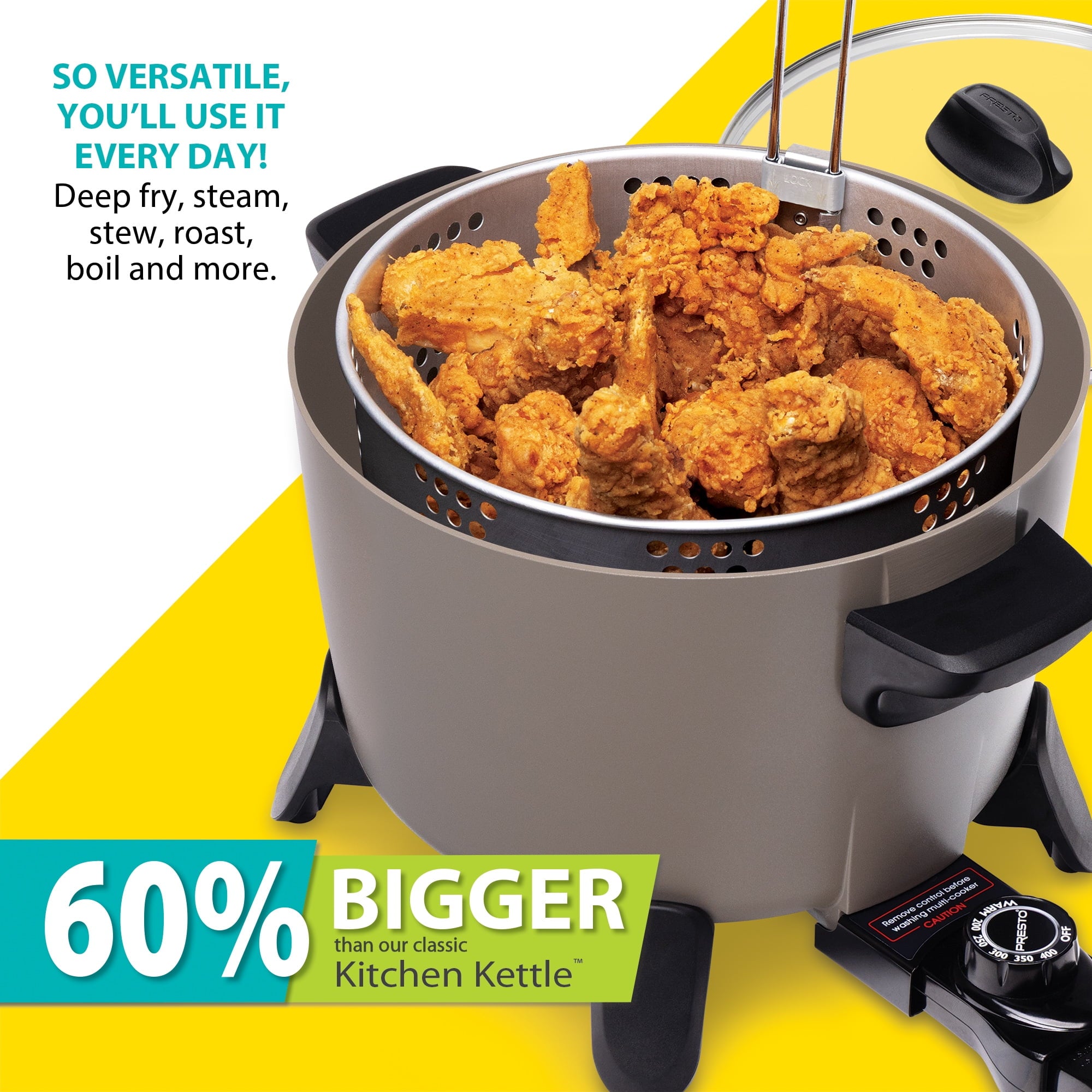 Presto Big Kettle Ceramic Deep Fryer/Multi-Cooker