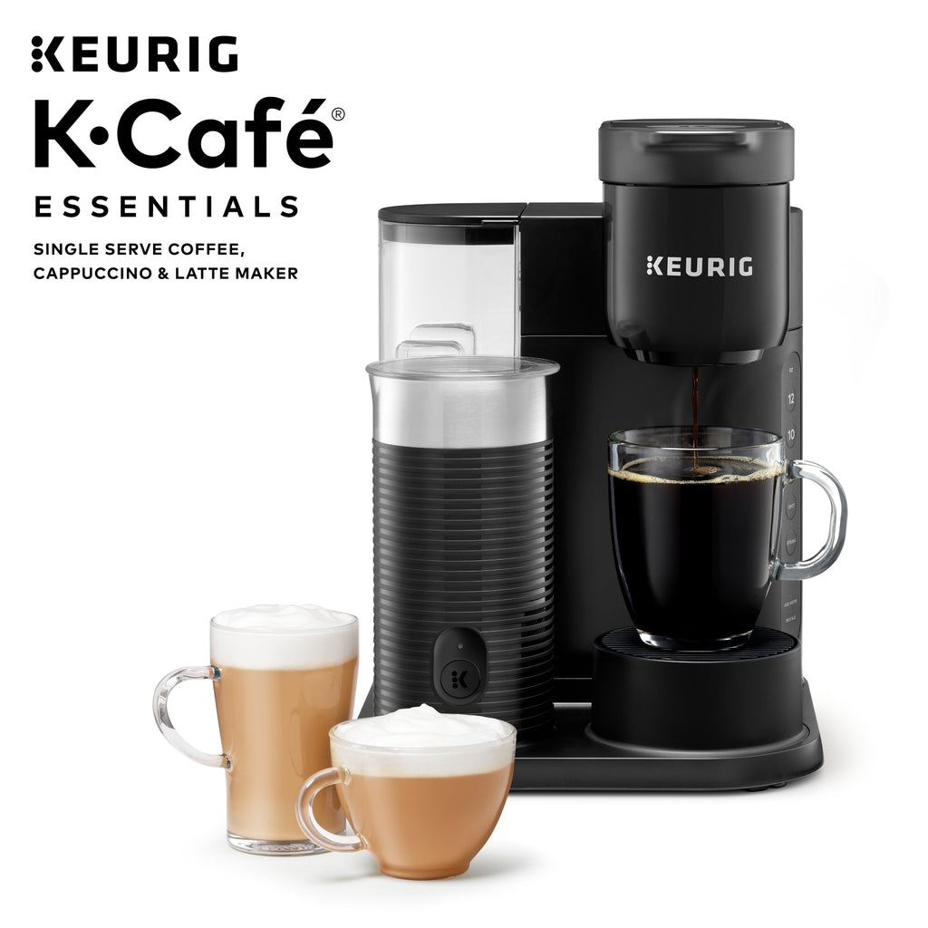 Keurig K-Cafe Essentials Single-Serve K-Cup Pod Coffee - Latte and Cappuccino Maker with Built-In Frother, Black