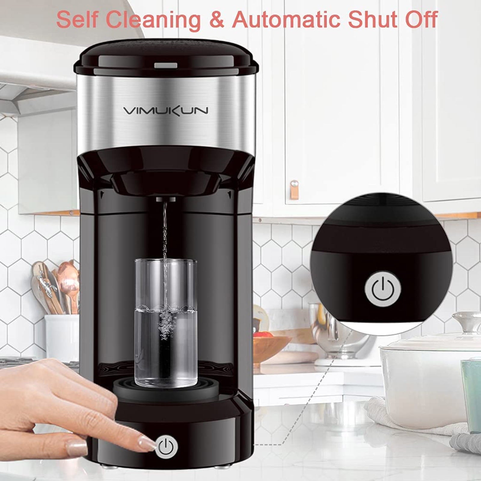 Coffee Maker - Single Serve Coffee Maker Machine 6 to 14 oz With Permanent Filter, Compatible with K Cup Pod & Ground Coffee, Mini Size Black