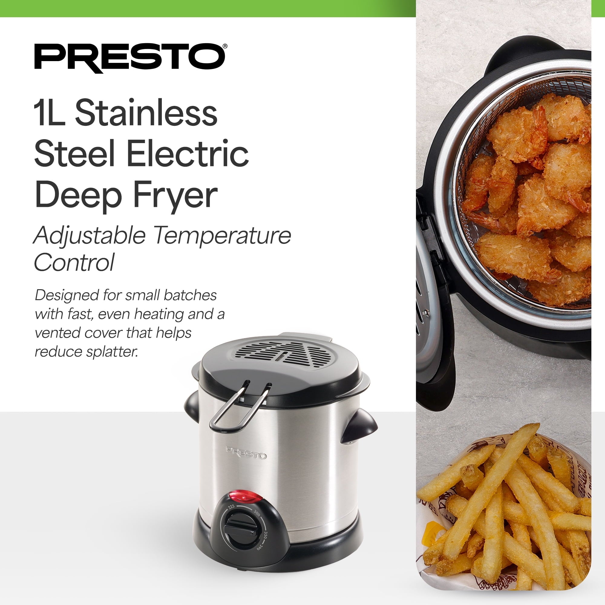 Presto® 1-Liter Stainless Steel Electric Deep Fryer 05470
