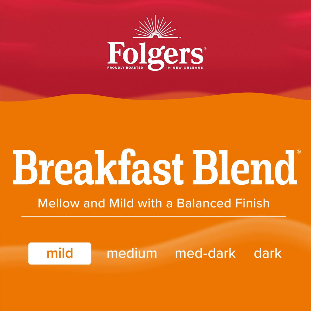 Folgers Breakfast Blend - Mild Roast Coffee, Keurig K Cup Pods, 48 Count Box