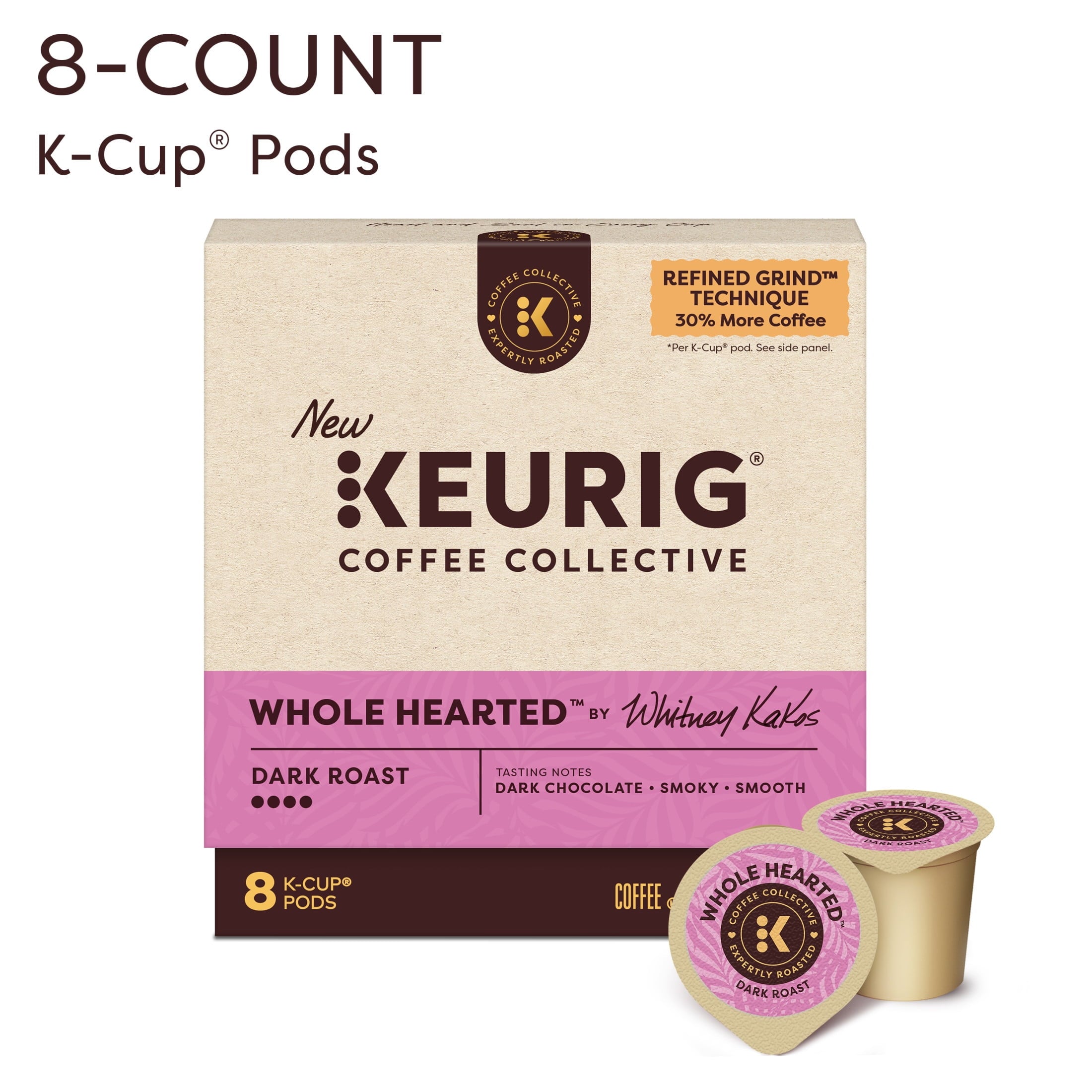 Keurig Coffee Collective - Whole Hearted by Whitney Kakos, Dark Roast K-Cup Coffee Pods, 8 Count