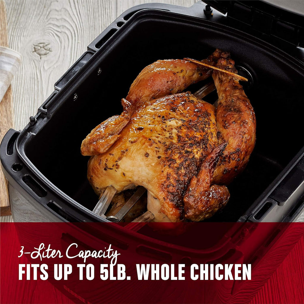 George Foreman GHFD6800B Twist N Crisp Air Fryer with Rotisserie - 3L Capacity