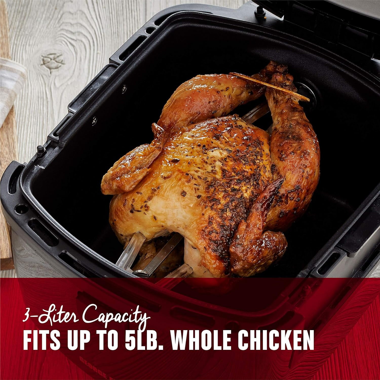 George Foreman GHFD6800B Twist N Crisp Air Fryer with Rotisserie - 3L Capacity