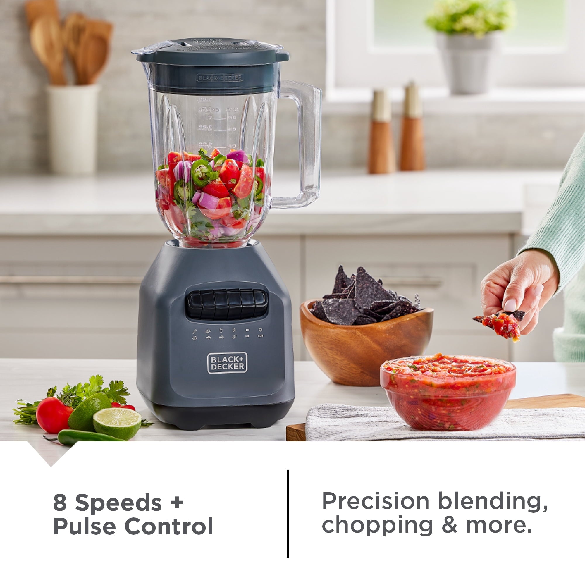 BLACK+DECKER Ice Crush Blender - 56 oz Plastic Jar, 700W, 6-Tip Blade, 8 Speeds + Pulse