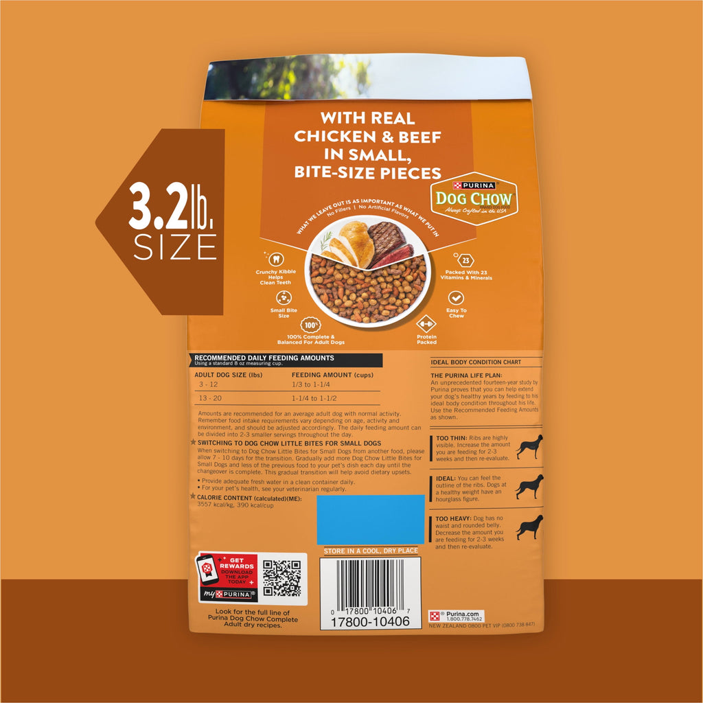 Purina Dog Chow Little Bites With Real Chicken And Beef Dry Dog Food Small Breed Recipe - 3.2 lb.