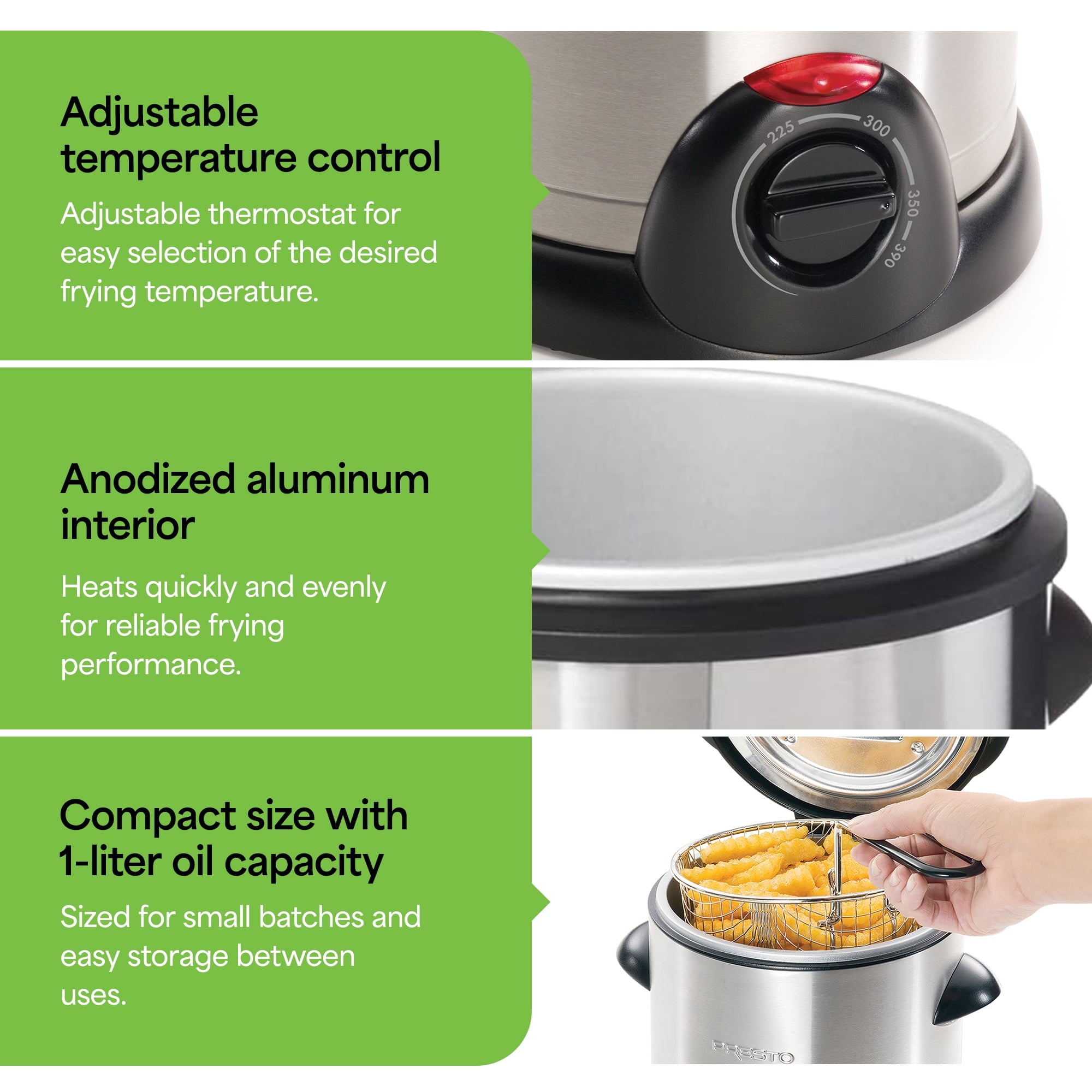 Presto® 1-Liter Stainless Steel Electric Deep Fryer 05470