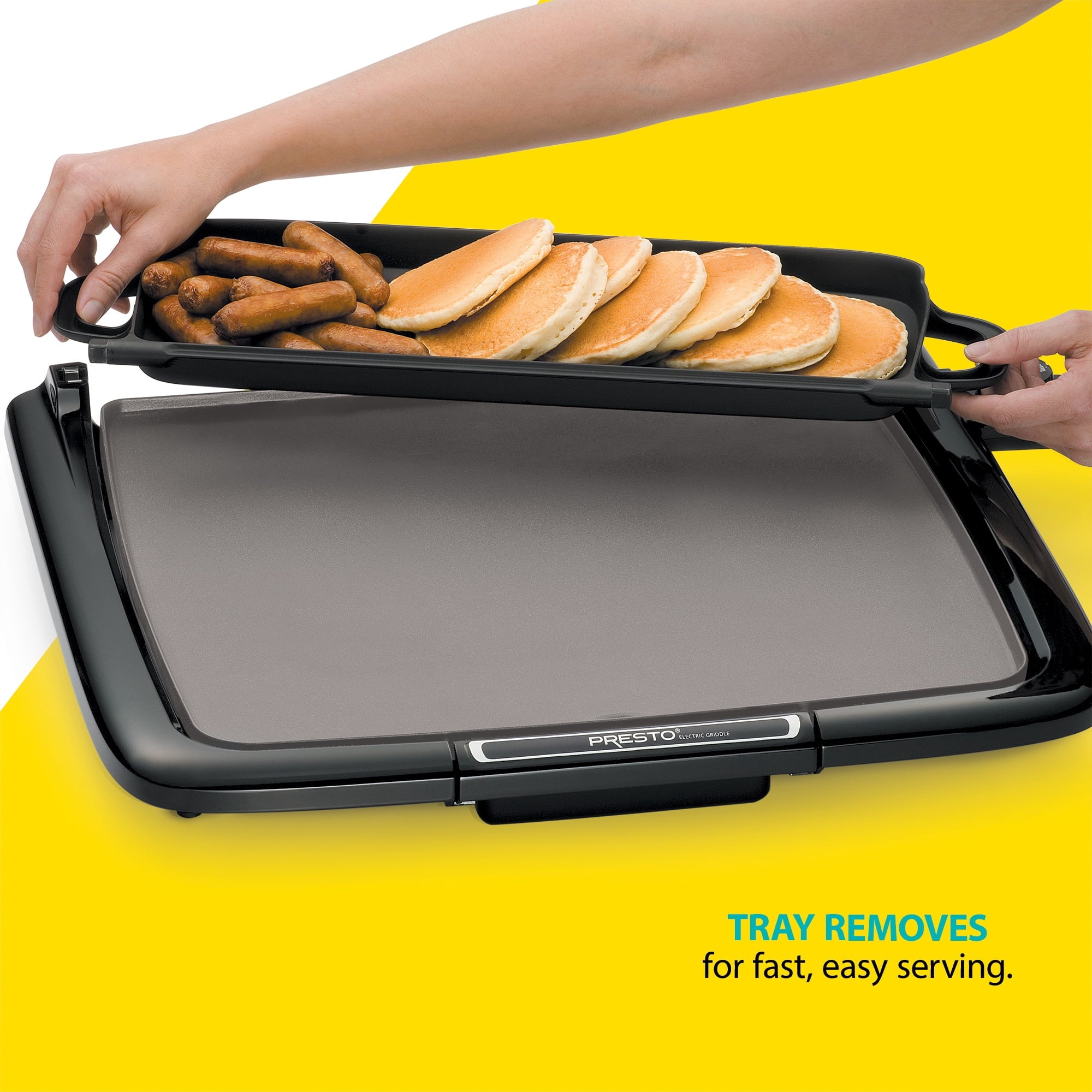 Presto Ceramic Nonstick Electric Griddle/Warmer Plus with Multifunction Tray