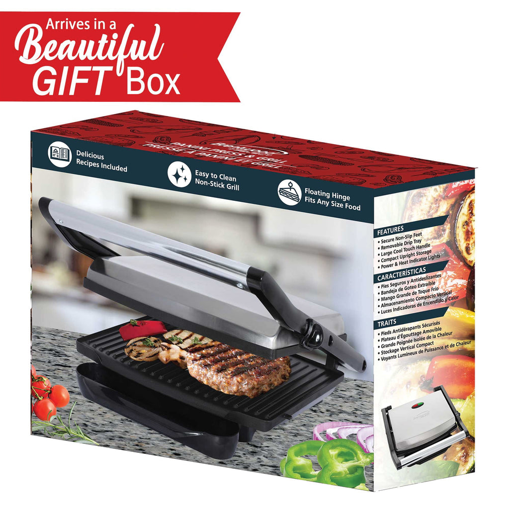 Brentwood Select TS-651 Compact Non-Stick Panini Press & Sandwich Maker - Stainless Steel