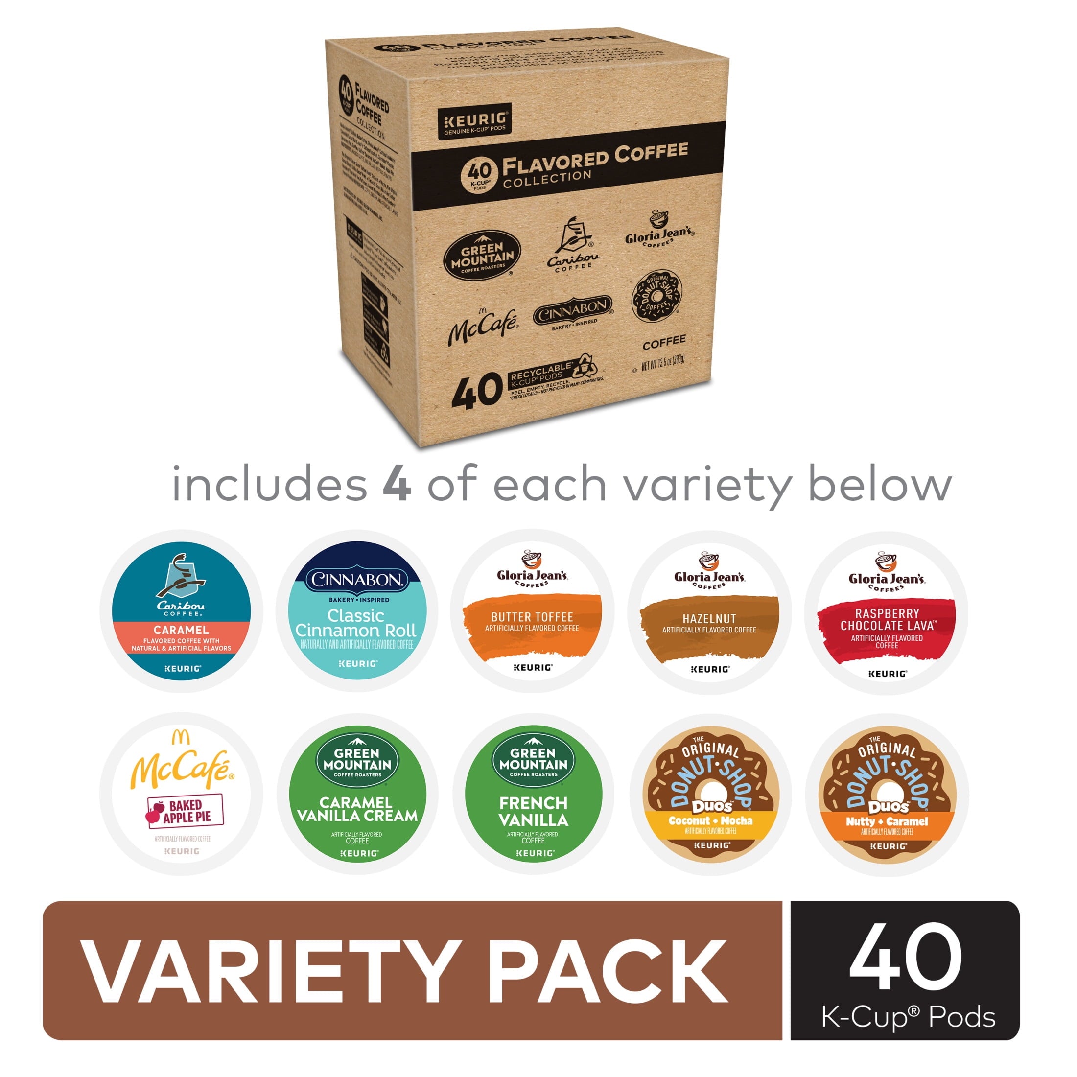 Keurig Flavored Coffee Collection Light and Medium Roast K-Cup Coffee Pods - 40 Count