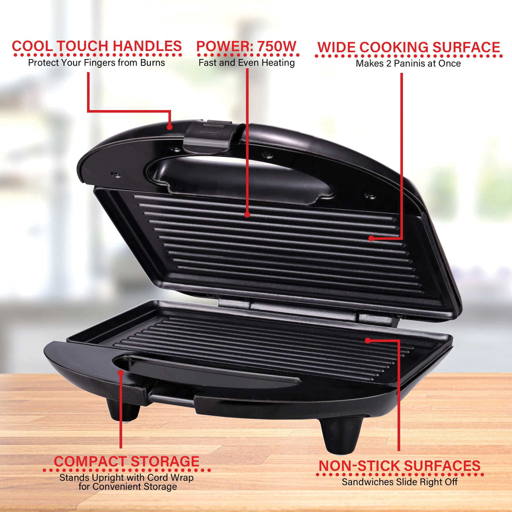 Brentwood Nonstick Panini Press & Sandwich Maker (Black) - TS-246PT