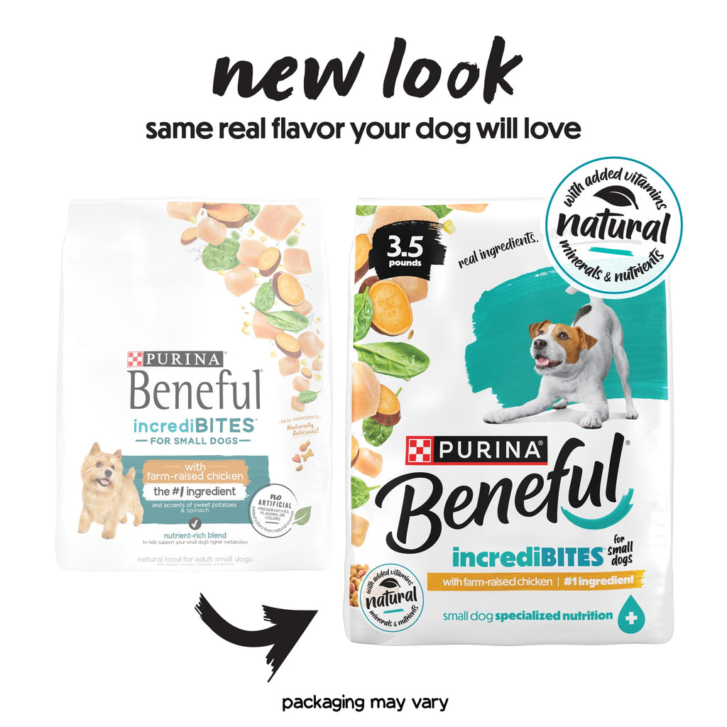 Purina Beneful Incredibites with Farm-Raised Chicken Natural Small Breed Dry Dog Food with Added Vitamins - Minerals and Nutrients, 3.5 lb Bag