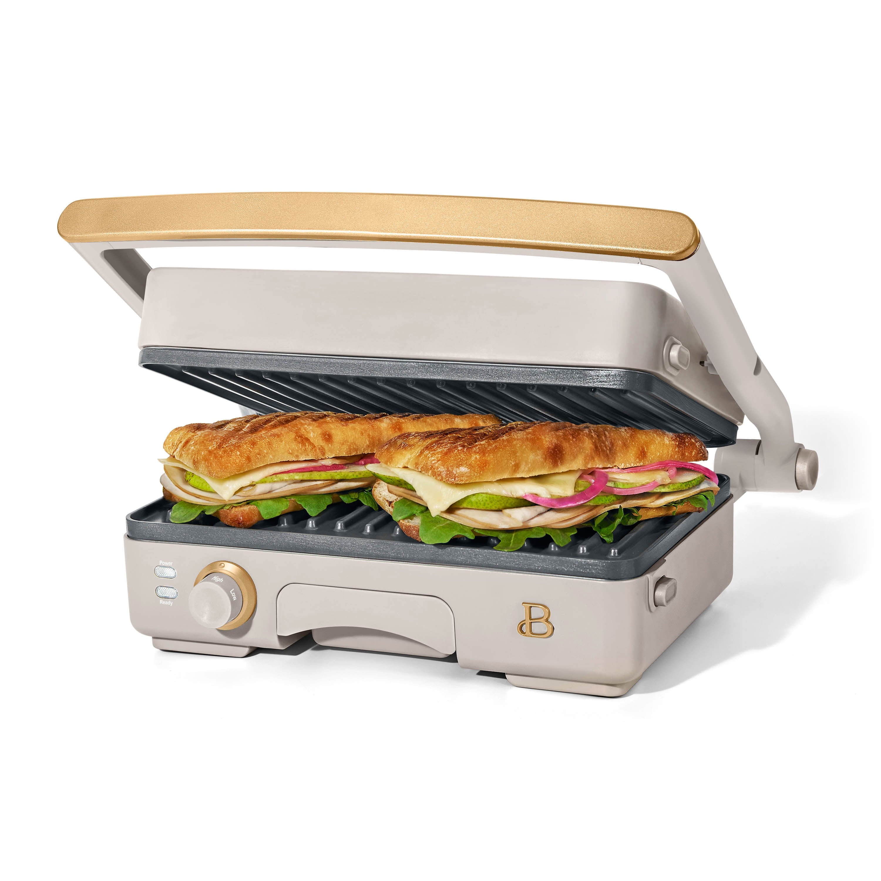 Beautiful 2-in-1 Panini Press & Grill with Detachable Plates - Porcini by Drew Barrymore