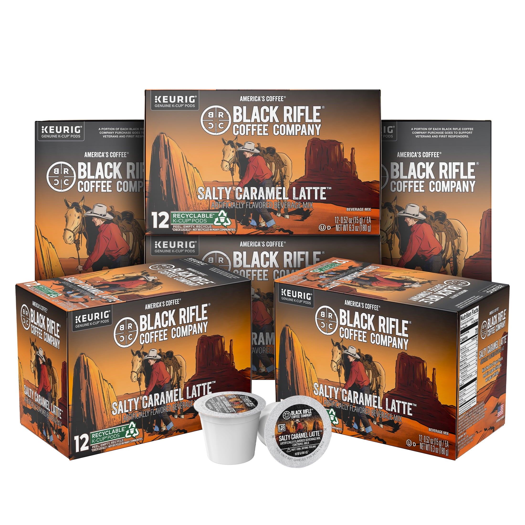 Black Rifle Coffee Company Salty Caramel Latte Keurig K-Cup Pods - Medium Roast, 12 Count - 6-Pack
