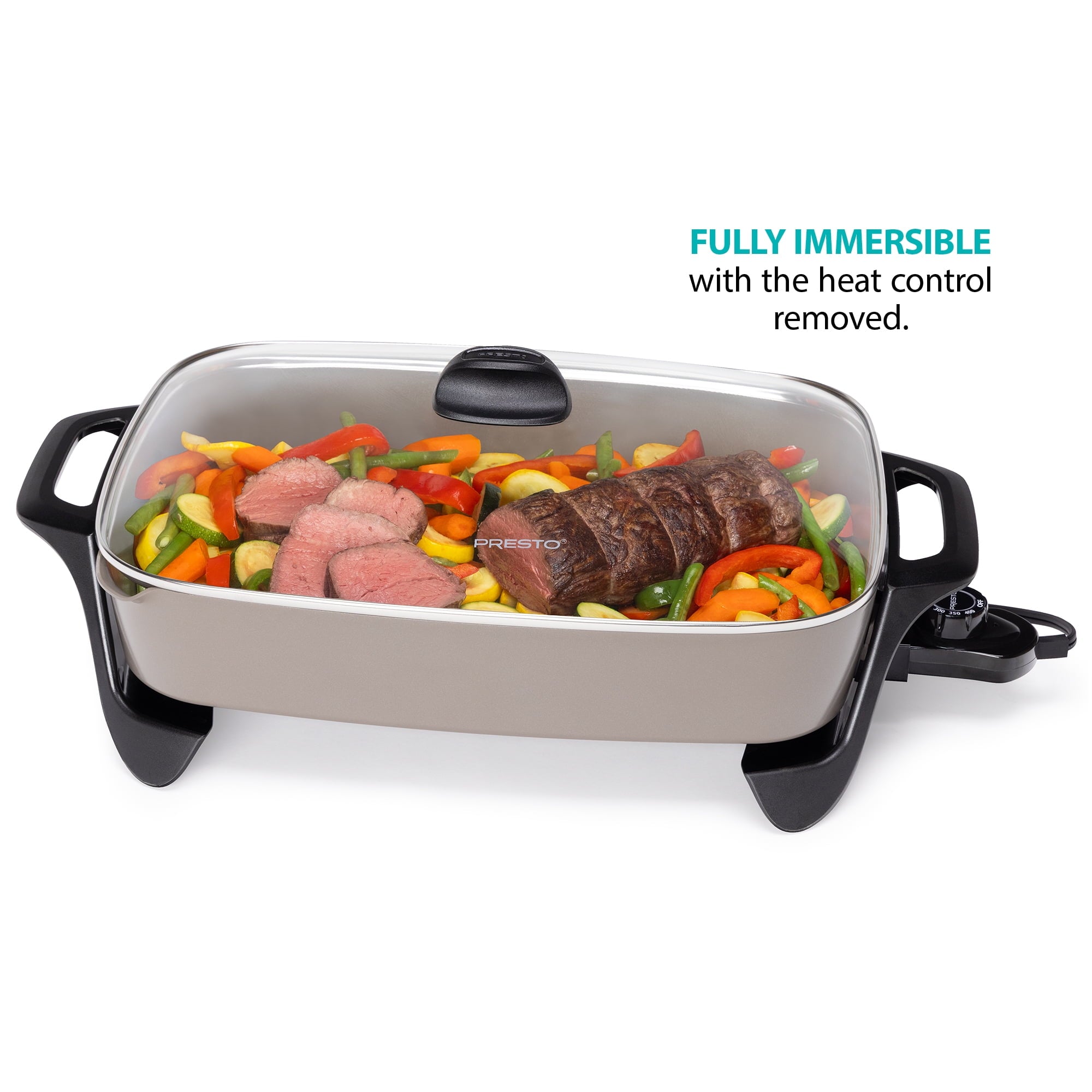 Presto 16" Ceramic Electric Skillet with Glass Cover - Silver 06860