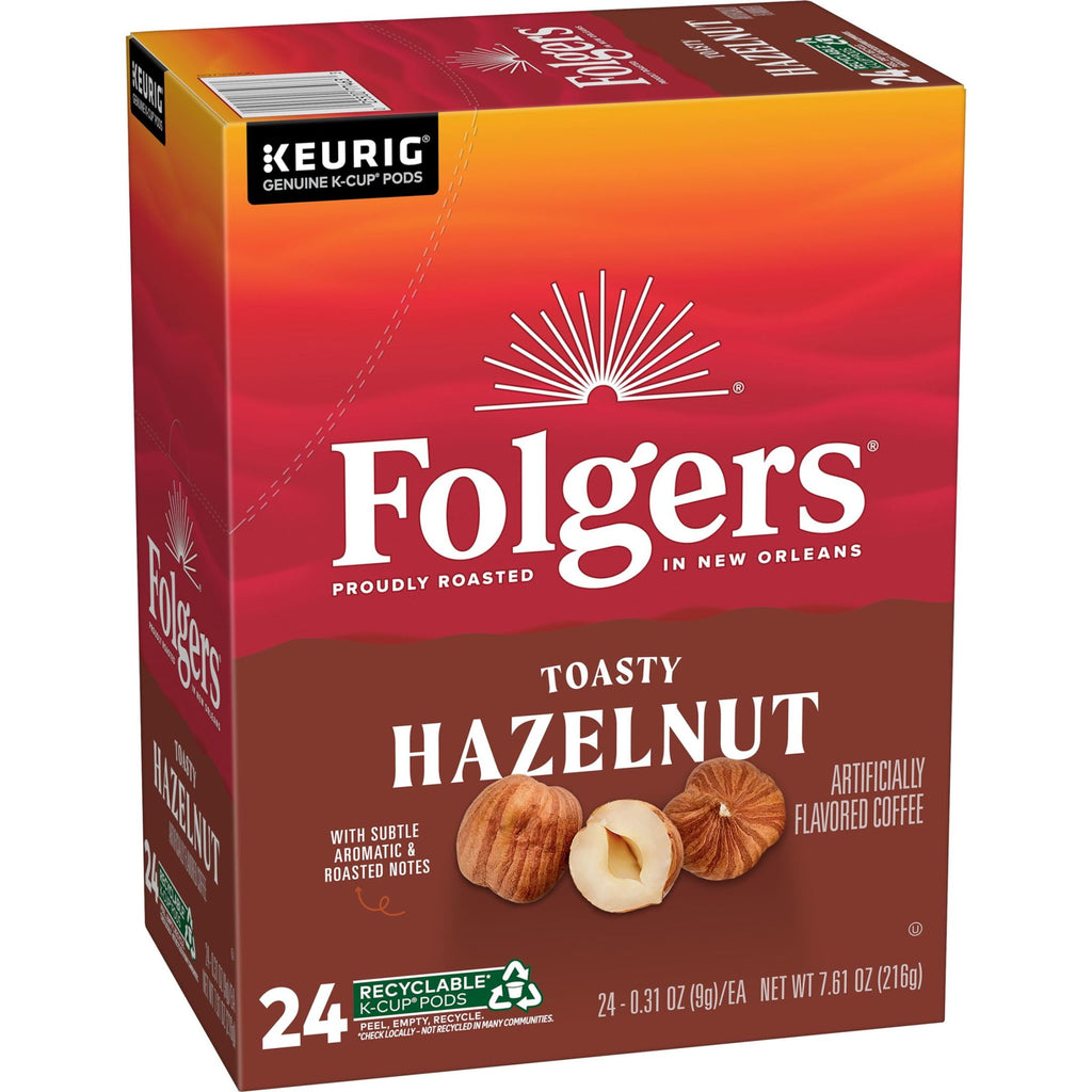Folgers Toasty Hazelnut Artificially Flavored Coffee - Keurig K Cups, 24 Count Box
