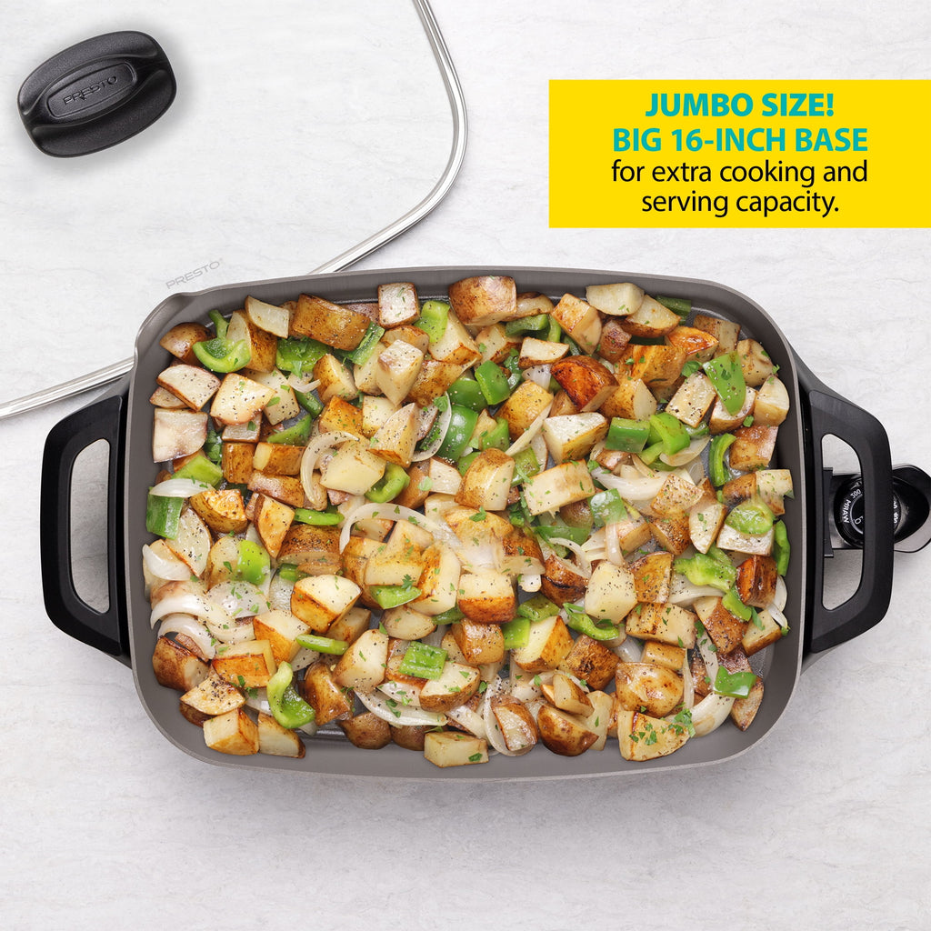Presto 16" Ceramic Electric Skillet with Glass Cover - Silver 06860