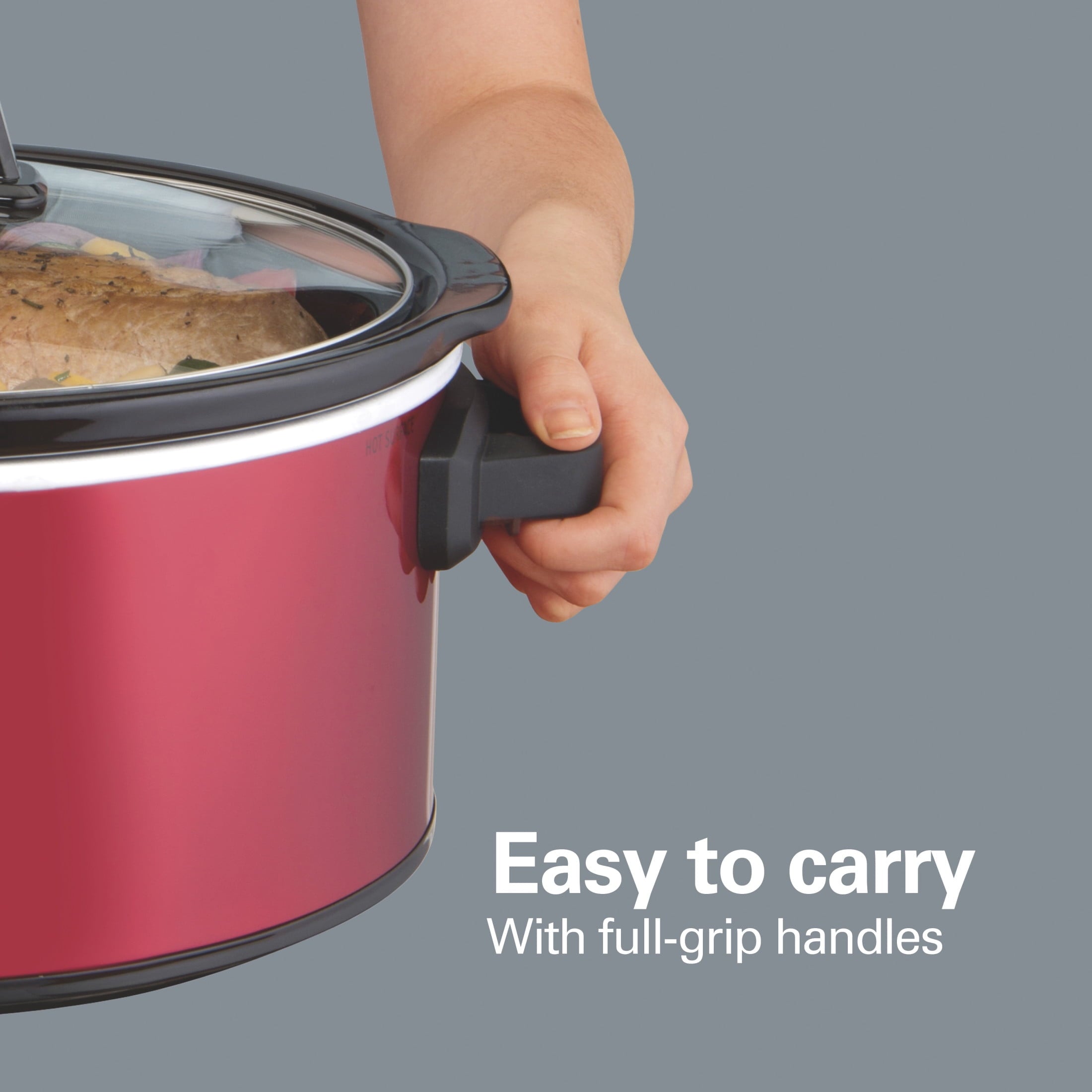 Hamilton Beach 6 Qt Slow Cooker - Stoneware Crock with Removable Pot, Red