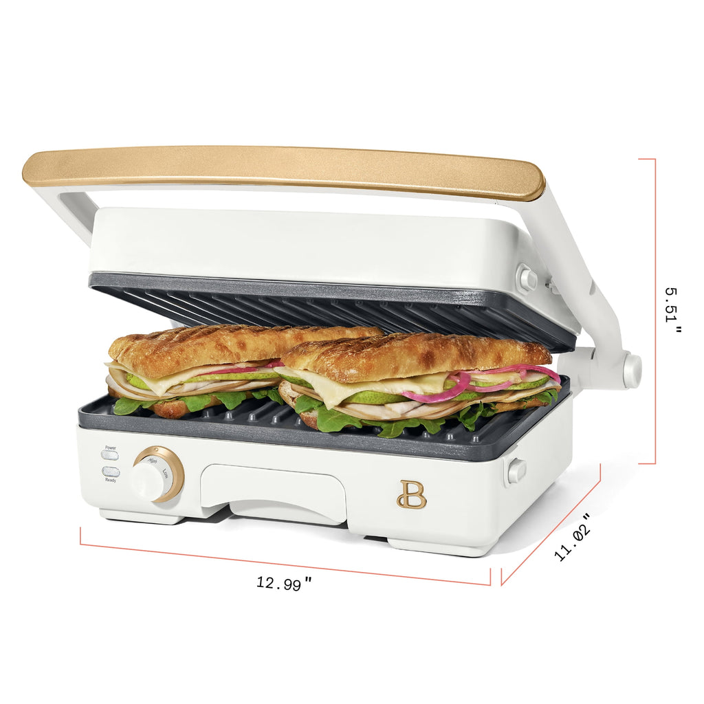 Beautiful 2-in-1 Panini Press & Grill - White Icing by Drew Barrymore