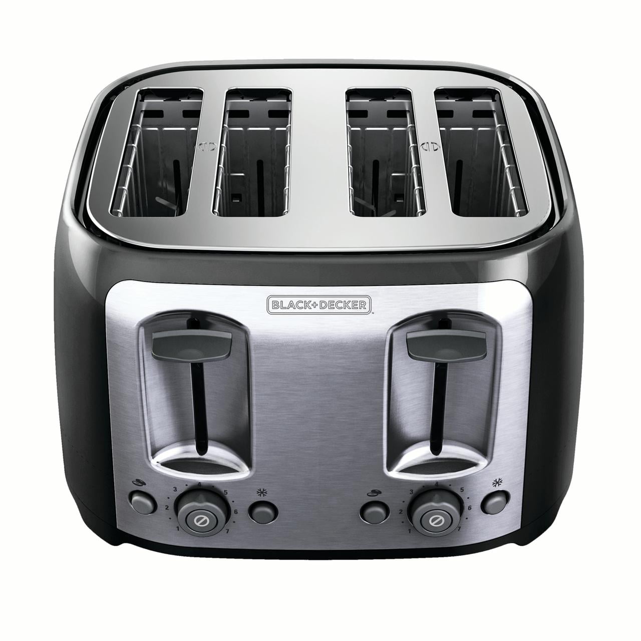 BLACK+DECKER 4-Slice Toaster with Extra-Wide Slots - Black with Stainless Steel Accents, including Crumb Tray