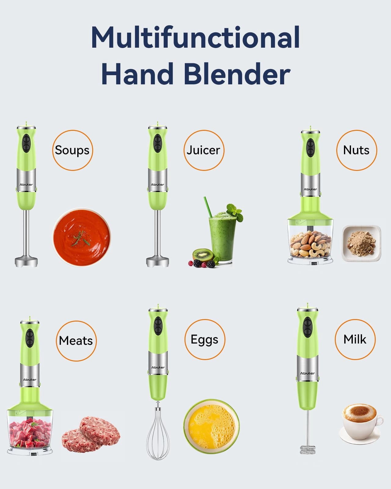 Immersion Blender Handheld 1000W 5 in 1 Corded Stick Hand Blender Kitchen with 12 Speed - BPA-Free, Mixing Beaker, Chopper, Whisk, Milk Frother, Perfect Emulsifier