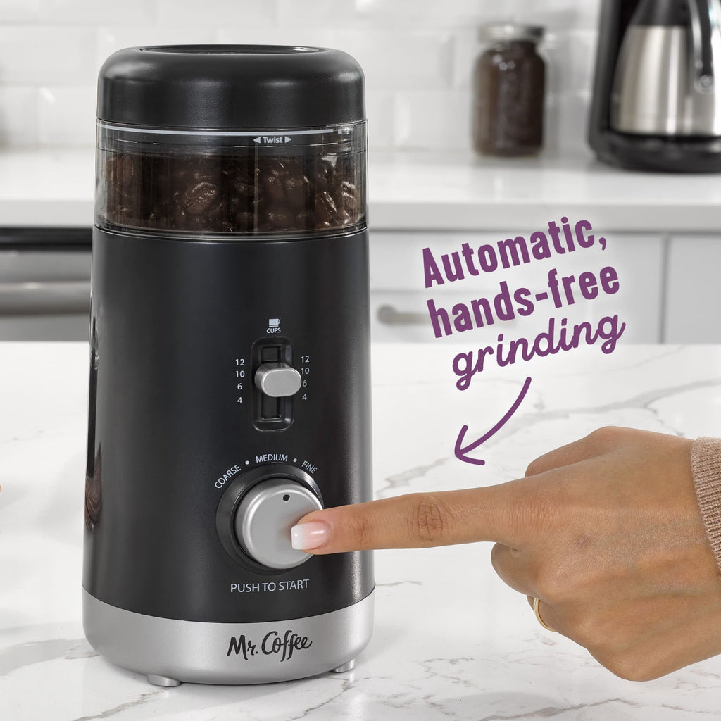 Mr. Coffee Multi-Grind 12 Cup Automatic Coffee Grinder - Chamber Cleaning System - 5 Grind Settings - Auto Shutoff