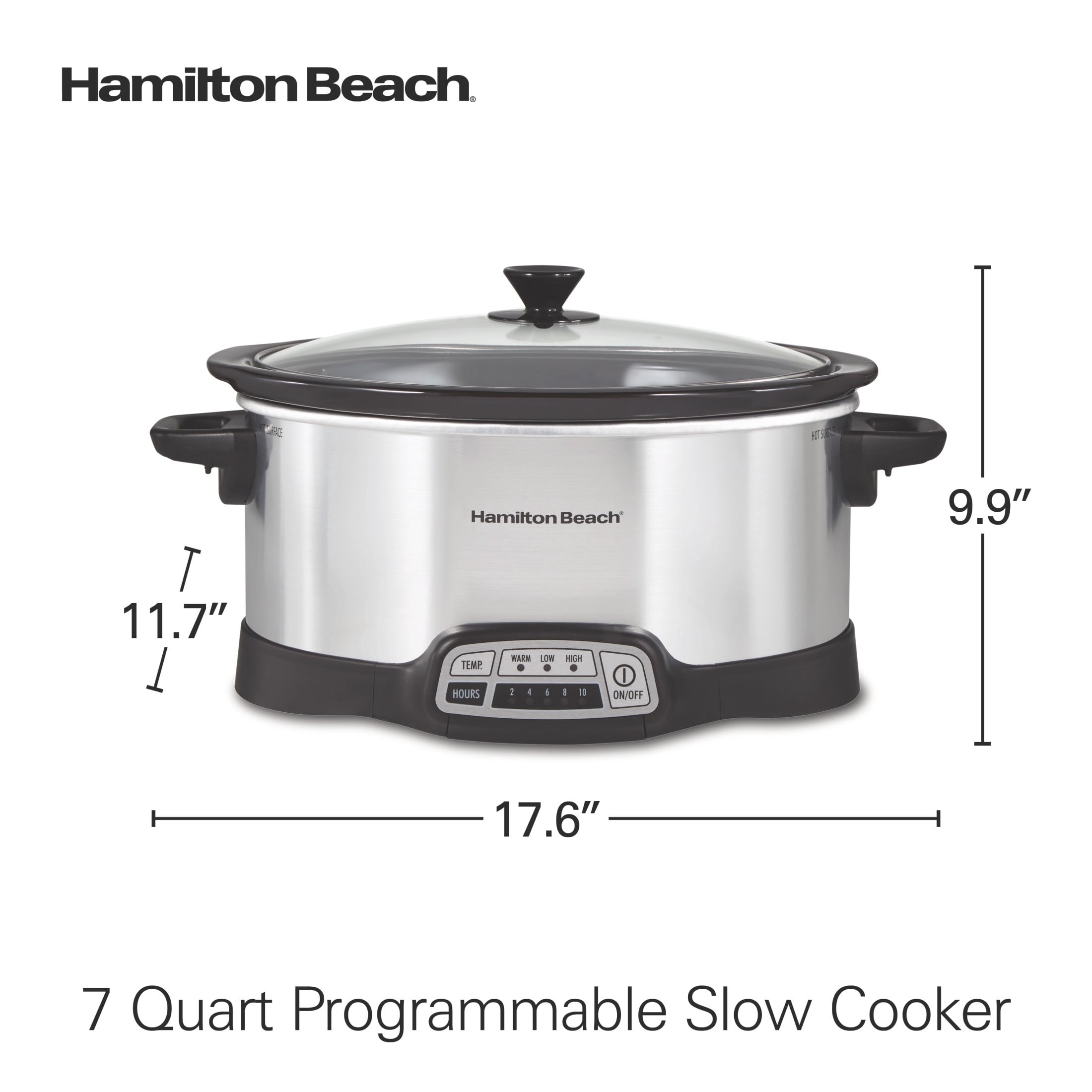 Hamilton Beach 7 Qt Programmable Slow Cooker - Stoneware Crock with Removable Pot, Stainless Steel