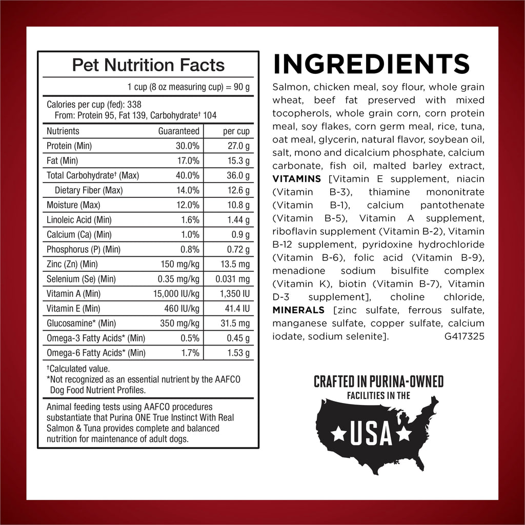 Purina ONE True Instinct With Real Salmon and Tuna Natural With Added Vitamins - Minerals and Nutrients High Protein Dog Food Dry Formula, 3.8 lb.