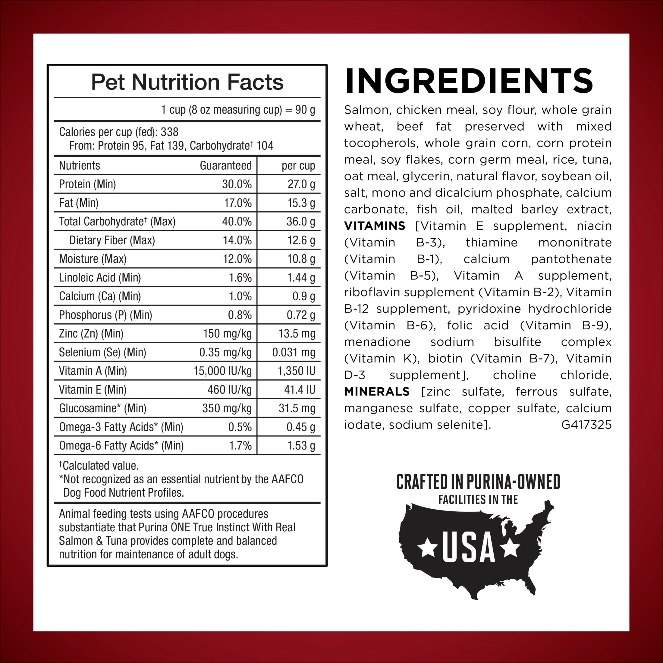 Purina ONE True Instinct With Real Salmon and Tuna Natural With Added Vitamins - Minerals and Nutrients High Protein Dog Food Dry Formula, 3.8 lb.