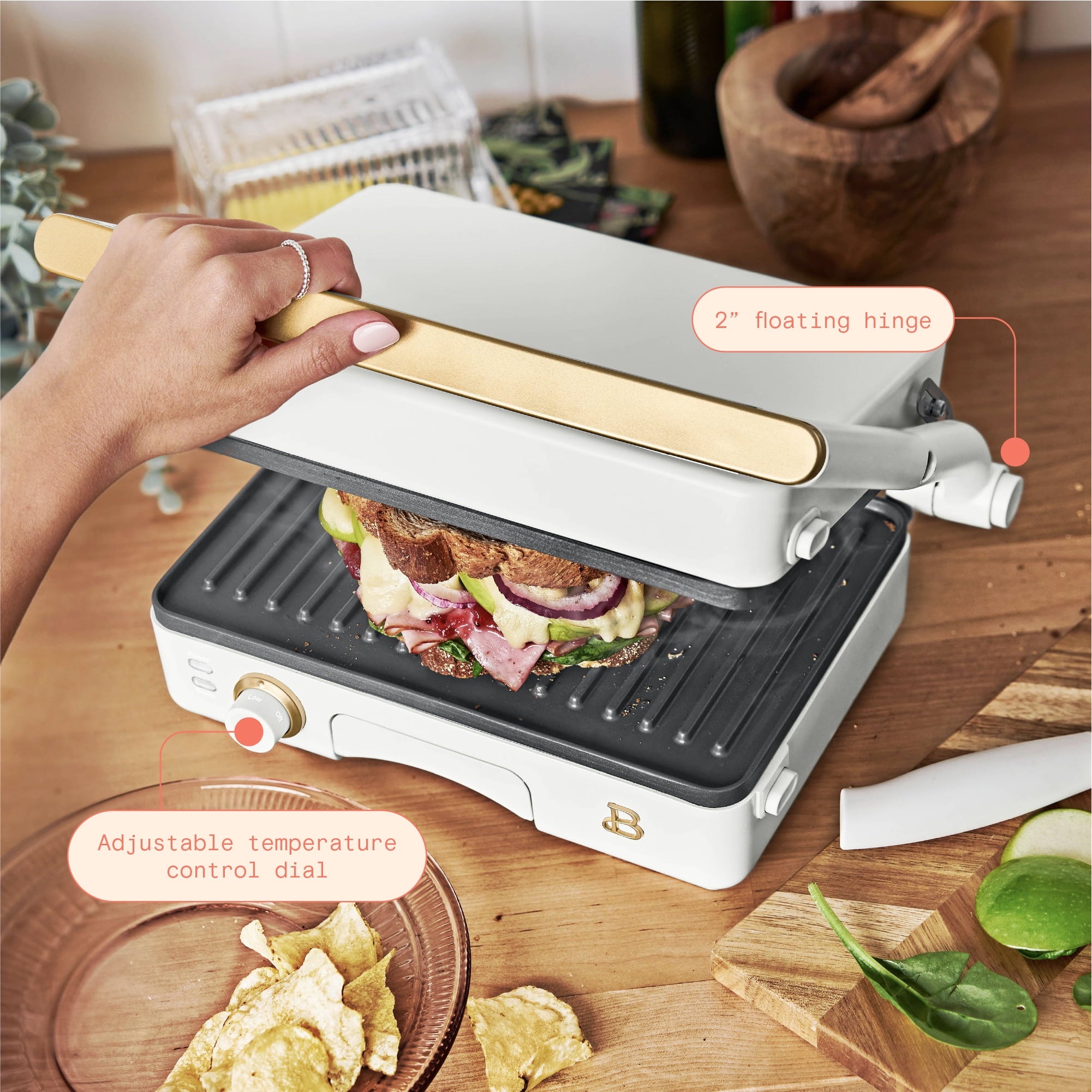 Beautiful 2-in-1 Panini Press & Grill - White Icing by Drew Barrymore