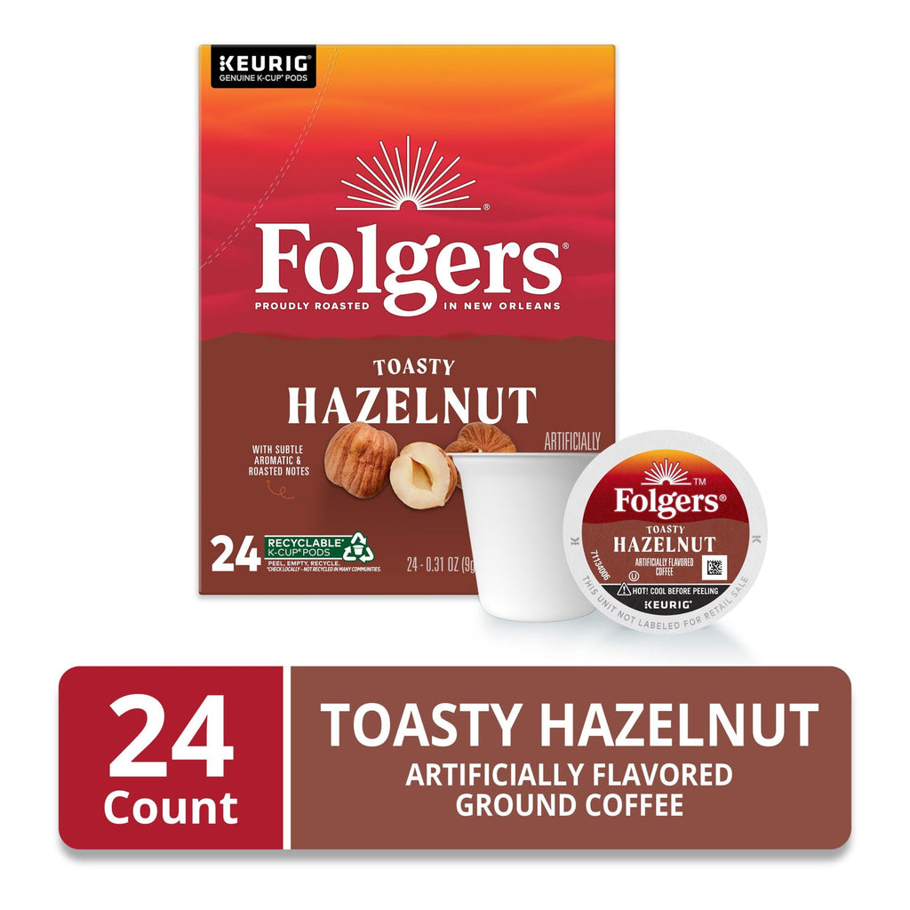 Folgers Toasty Hazelnut Artificially Flavored Coffee - Keurig K Cups, 24 Count Box