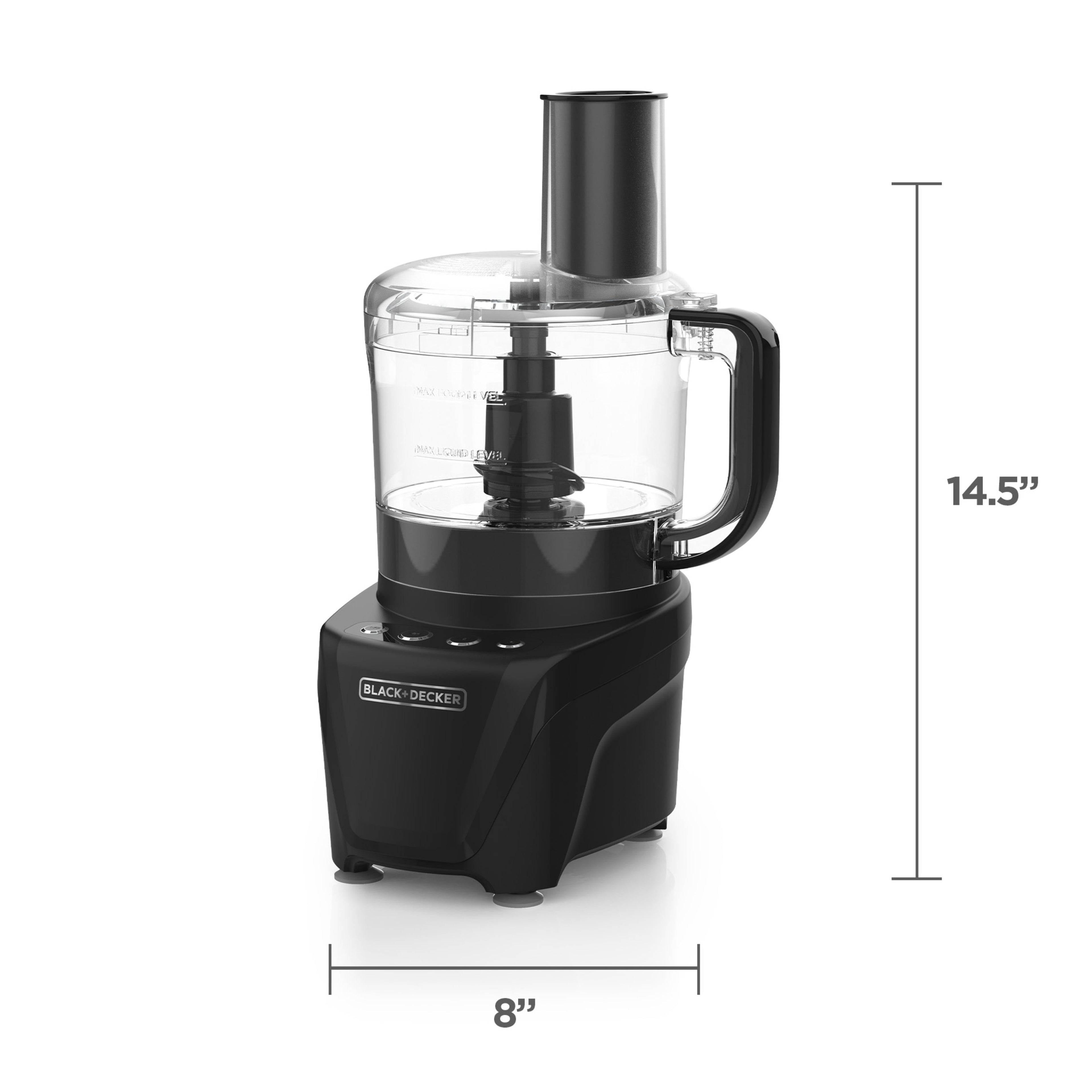 BLACK+DECKER Easy Assembly 8-Cup Food Processor - 450W, 2-Speed + Pulse, Black