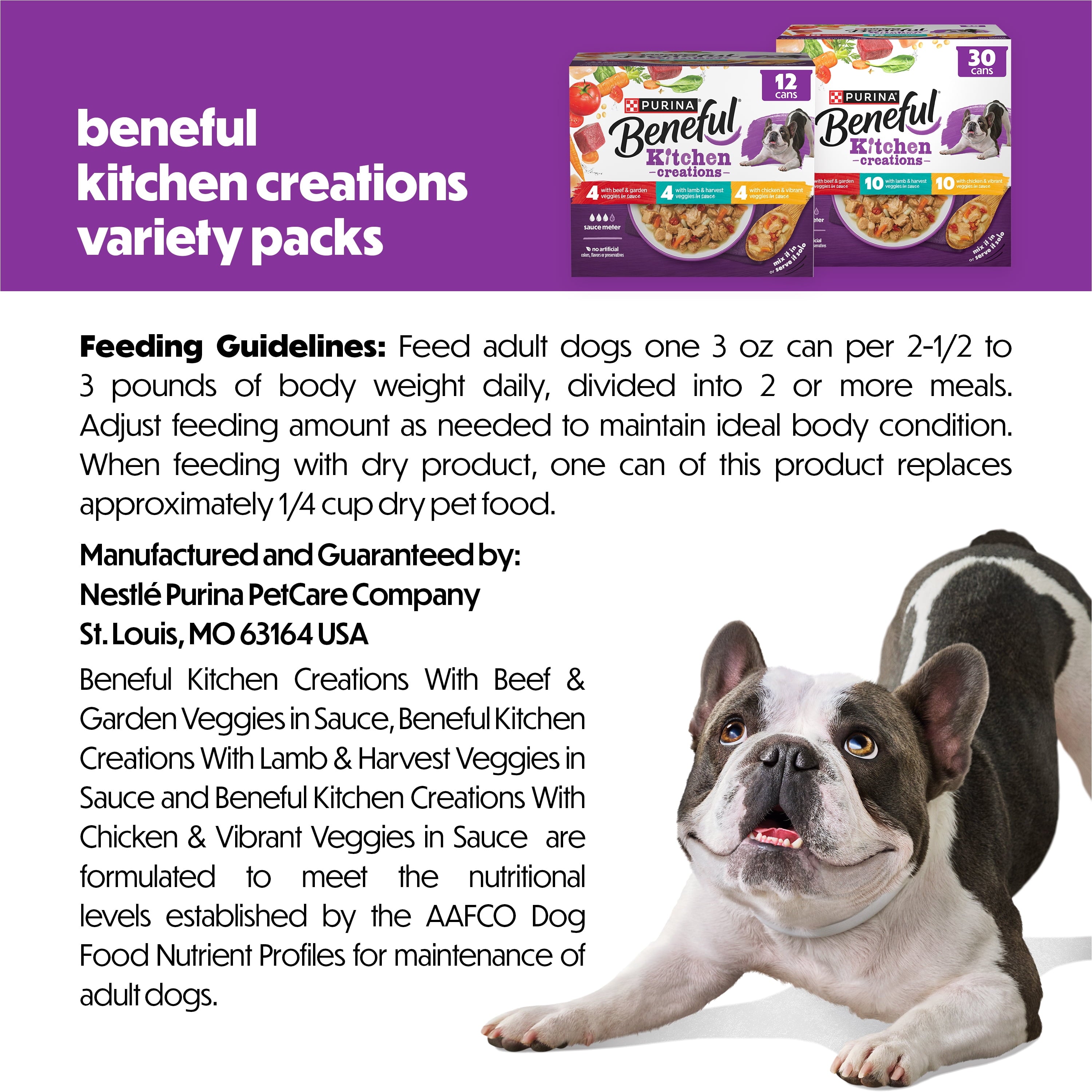 Purina Beneful Kitchen Creations With Beef - Chicken, or Lamb Wet Dog Food Variety Pack, 3 oz Cans (12 Pack)