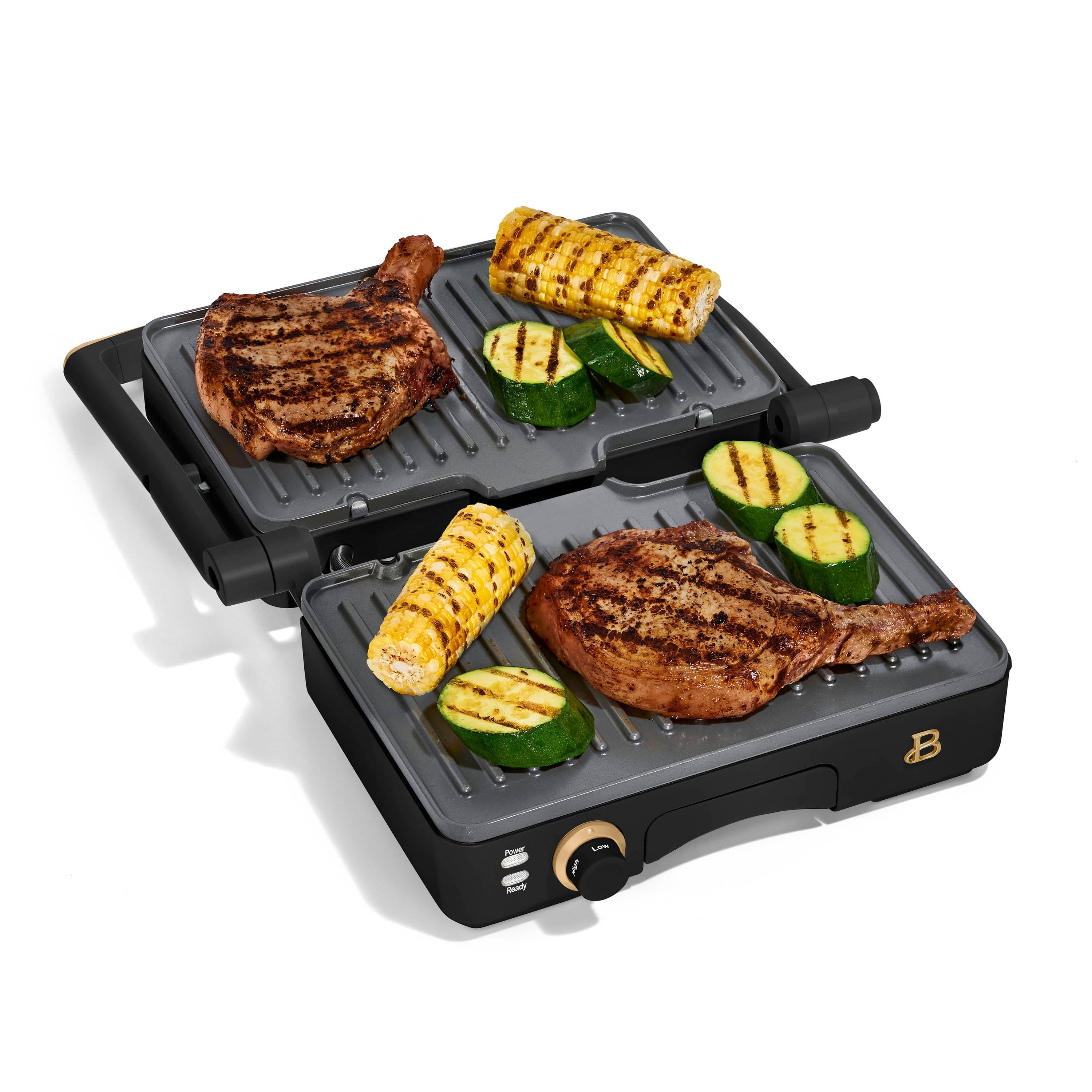 Beautiful 2-in-1 Panini Press & Grill with Detachable Plates - Black Sesame by Drew Barrymore