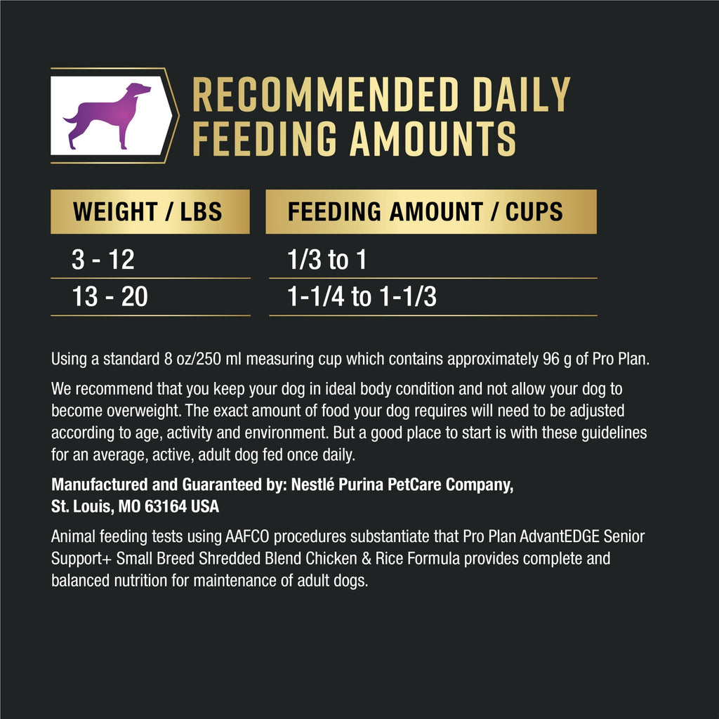 Purina Pro Plan AdvantEDGE Small Breed Senior Support Plus Chicken and Rice Formula Shredded Blend Dry Dog Food for Senior Dogs - 3.5 lb Bag