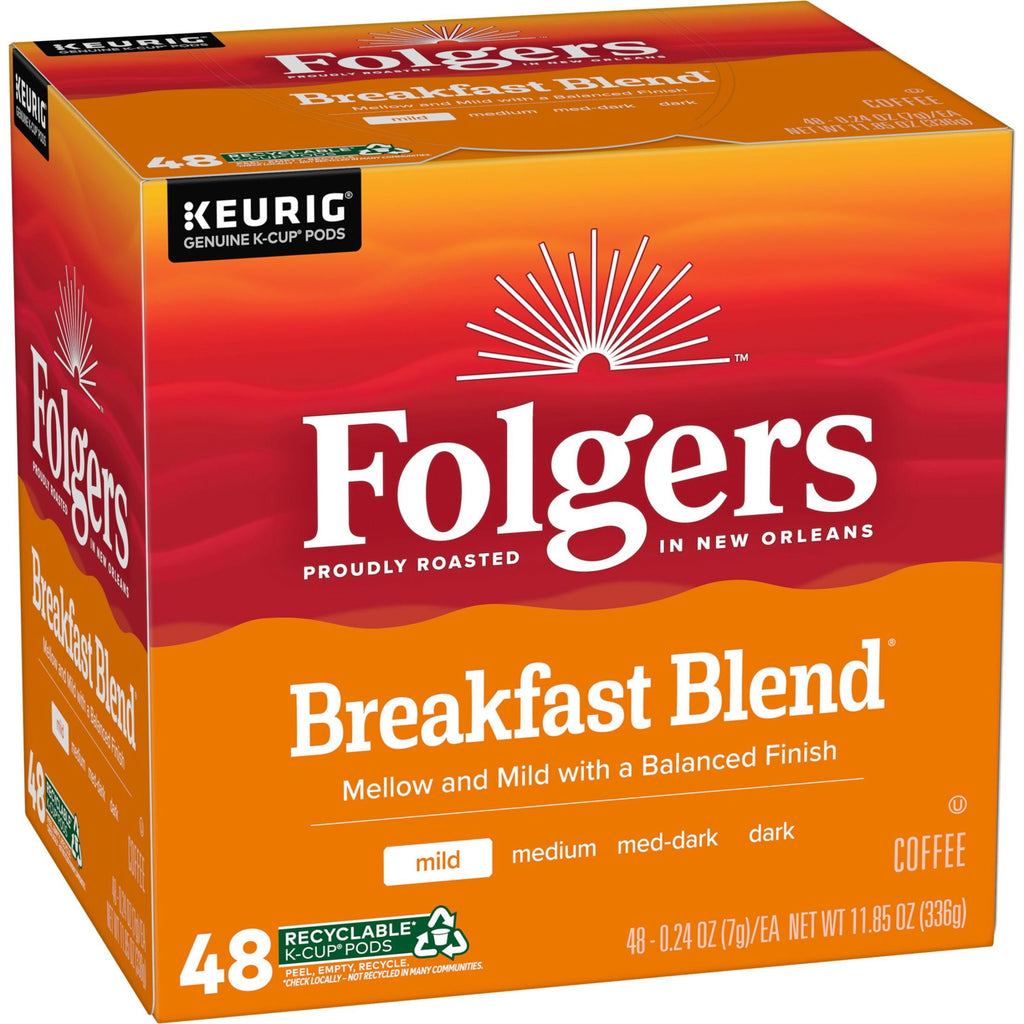 Folgers Breakfast Blend - Mild Roast Coffee, Keurig K Cup Pods, 48 Count Box