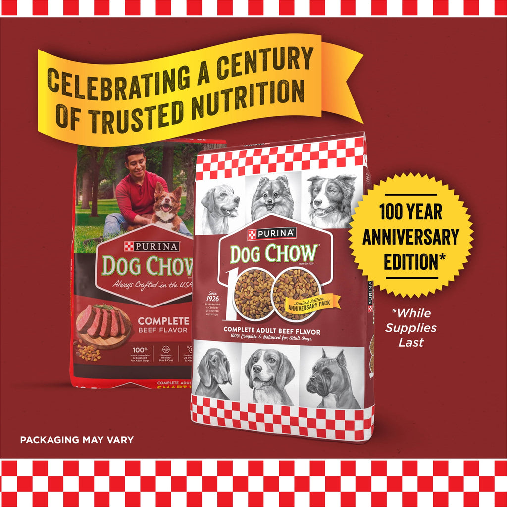 Purina Dog Chow Complete Adult Dry Dog Food for Adult Dogs - Kibble Beef Flavor 18.5 lb Bag - 3-Pack