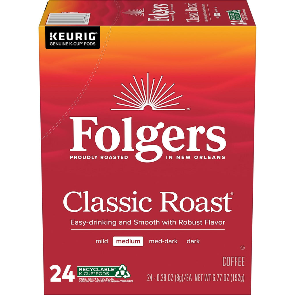 Folgers Classic Roast - Medium Roast Coffee, Keurig K Cup Pods, 24 Count Box - 4-Pack