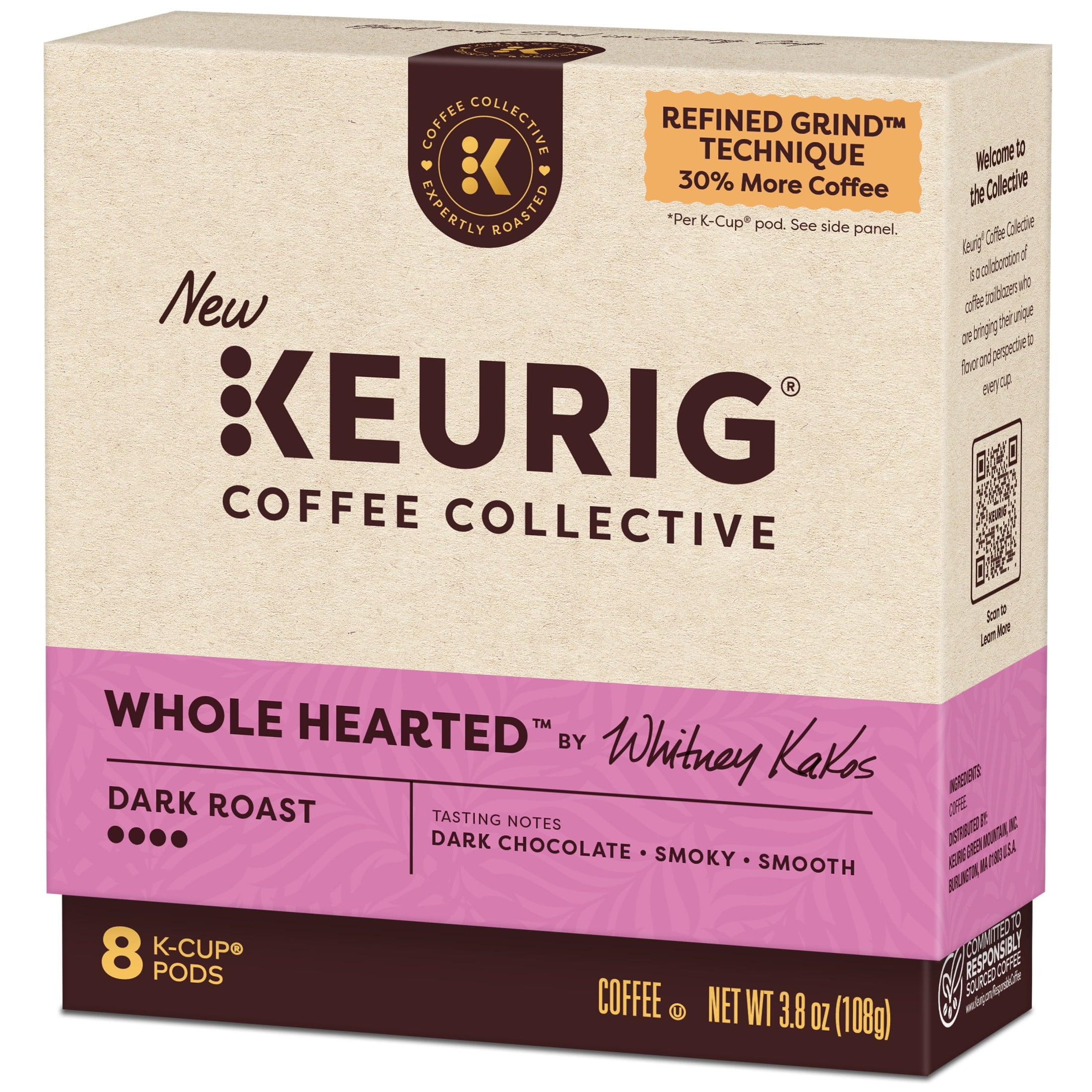 Keurig Coffee Collective - Whole Hearted by Whitney Kakos, Dark Roast K-Cup Coffee Pods, 8 Count