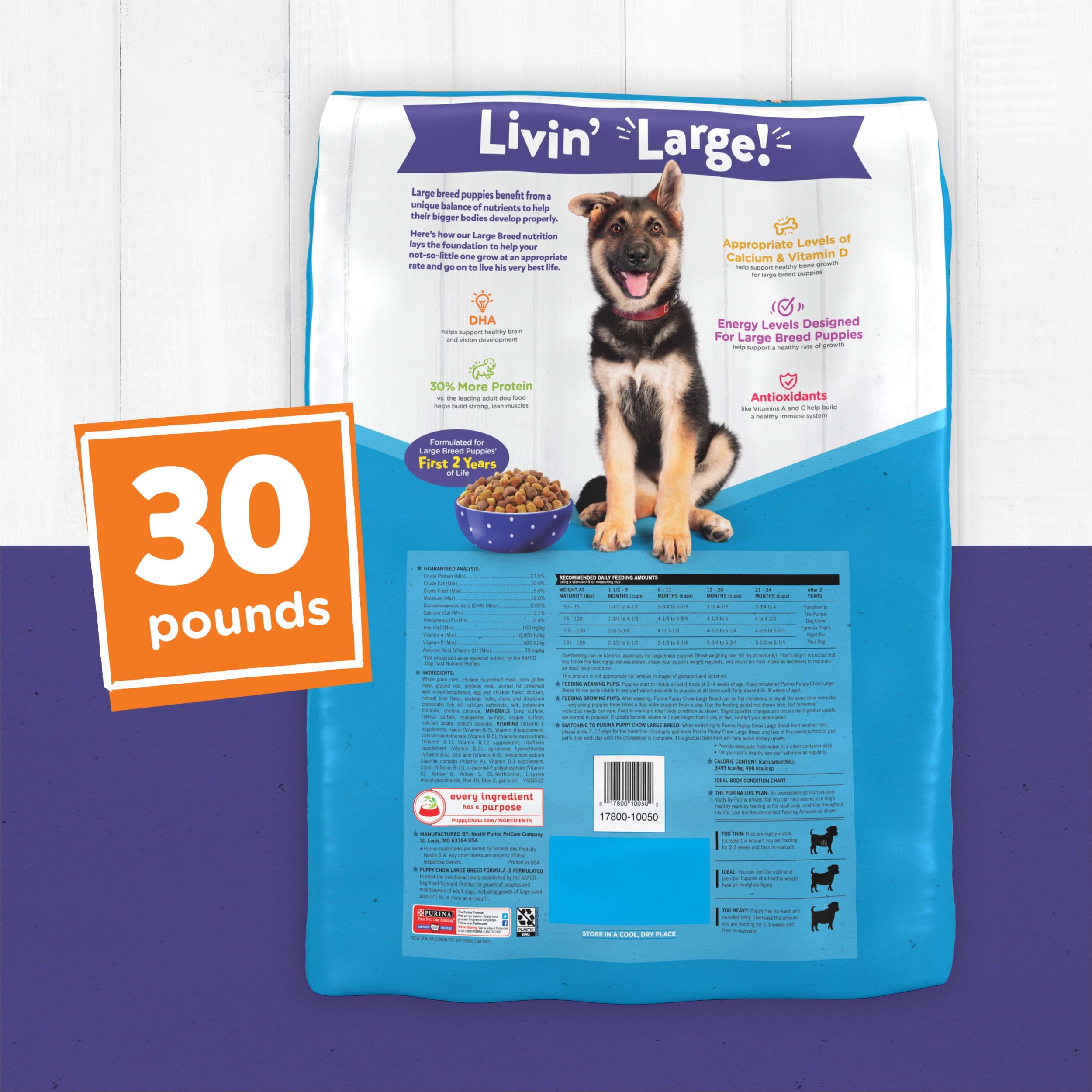 Purina Puppy Chow Dry Dog Food for Large Breeds - High Protein Growth with Chicken, 30 lb Bag