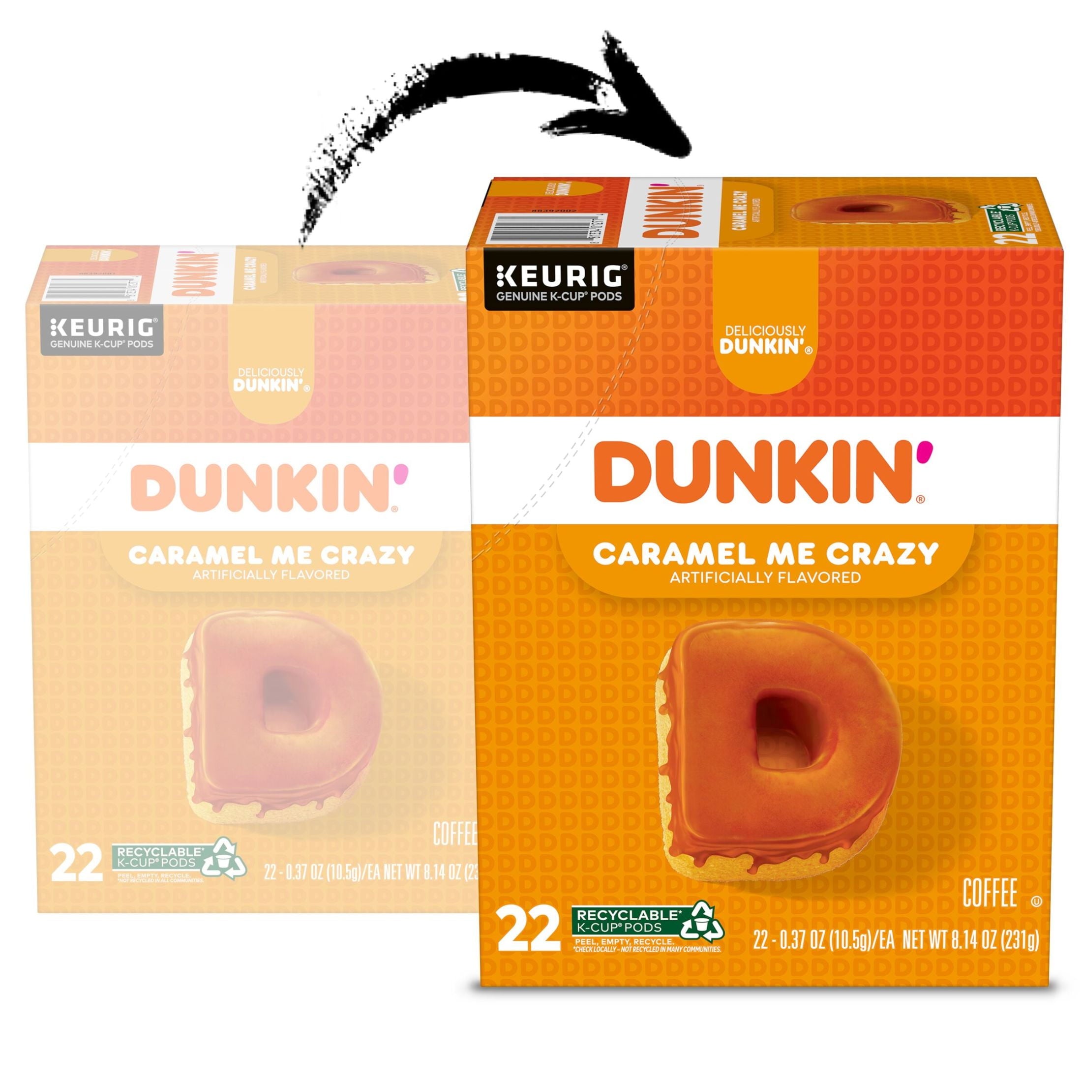 Dunkin’ Caramel Me Crazy Coffee - Keurig K-Cup Pods, 22 Count Box