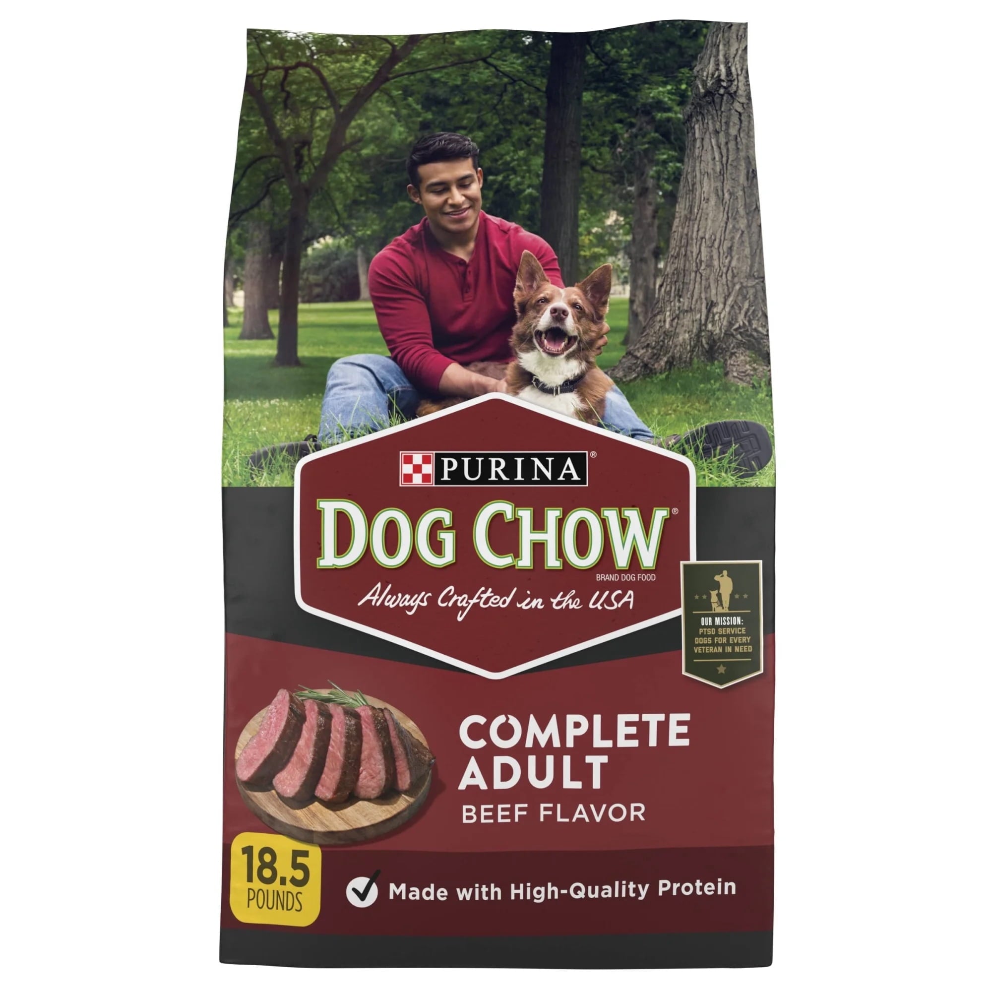 Purina Dog Chow Complete Adult Dry Dog Food for Adult Dogs - Kibble Beef Flavor 18.5 lb Bag - 3-Pack