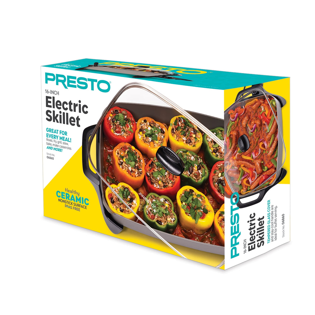 Presto 16" Ceramic Electric Skillet with Glass Cover - Silver 06860