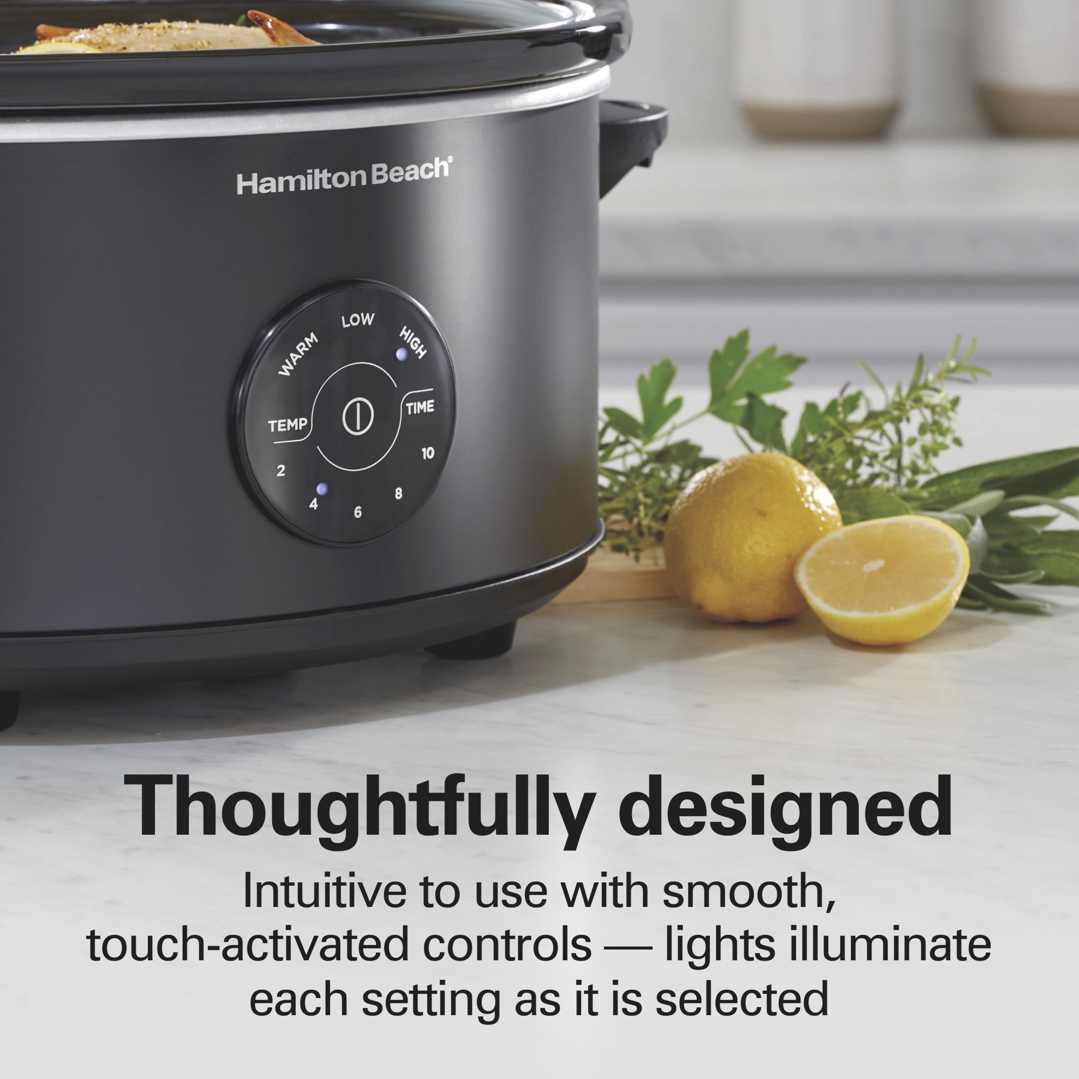 Hamilton Beach 6 Qt Programmable Slow Cooker - Stoneware Crock with Removable Pot, Matte Black