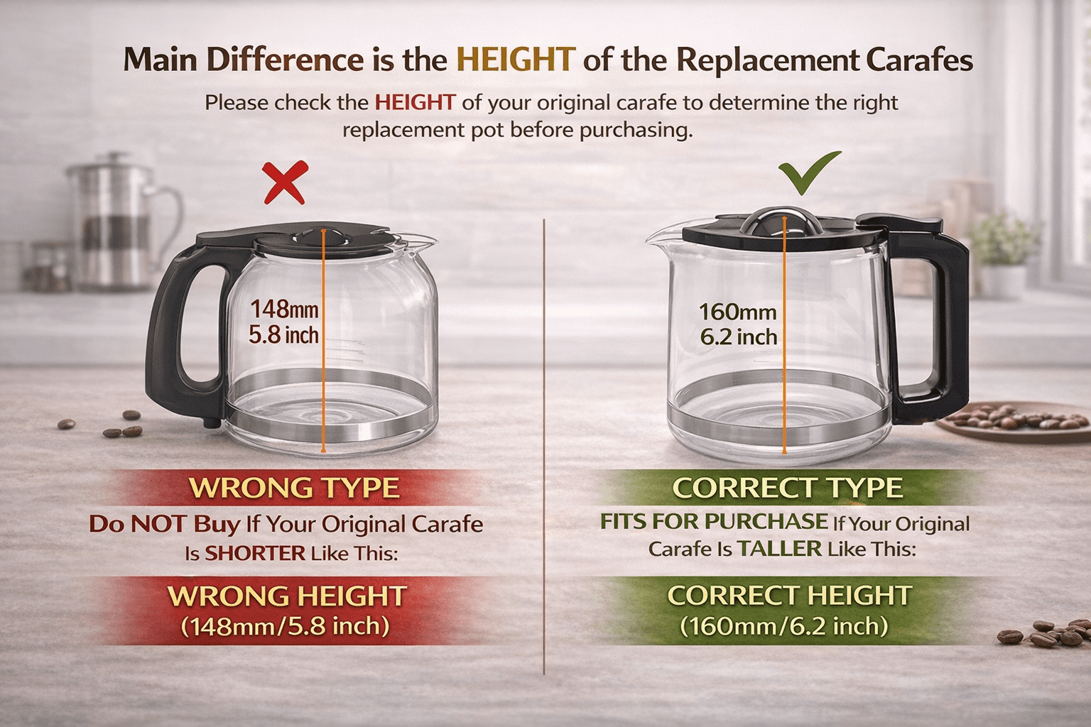 12 Cup Coffee Carafe Replacement Compatible with Mr. Coffee – Fits RF - LM, PC, SC Series – Glass Coffee Pot, Easy Pour, Heat Resistant
