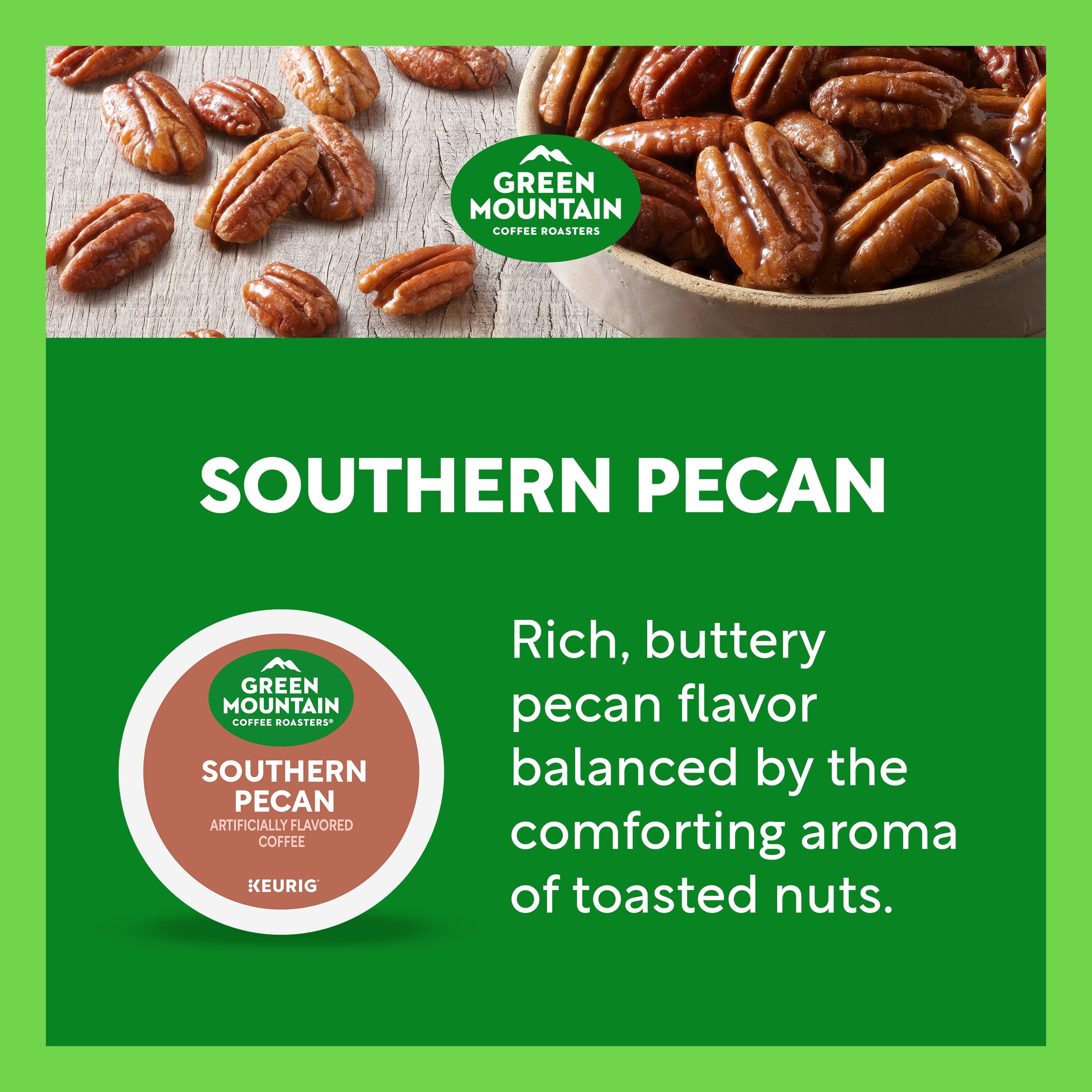 Green Mountain Coffee Southern Pecan - Flavored Keurig K-Cup Coffee Pods, Light Roast, 24 Count