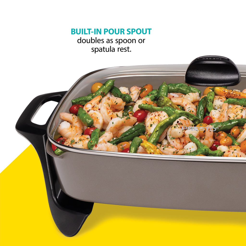 Presto 16" Ceramic Electric Skillet with Glass Cover - Silver 06860